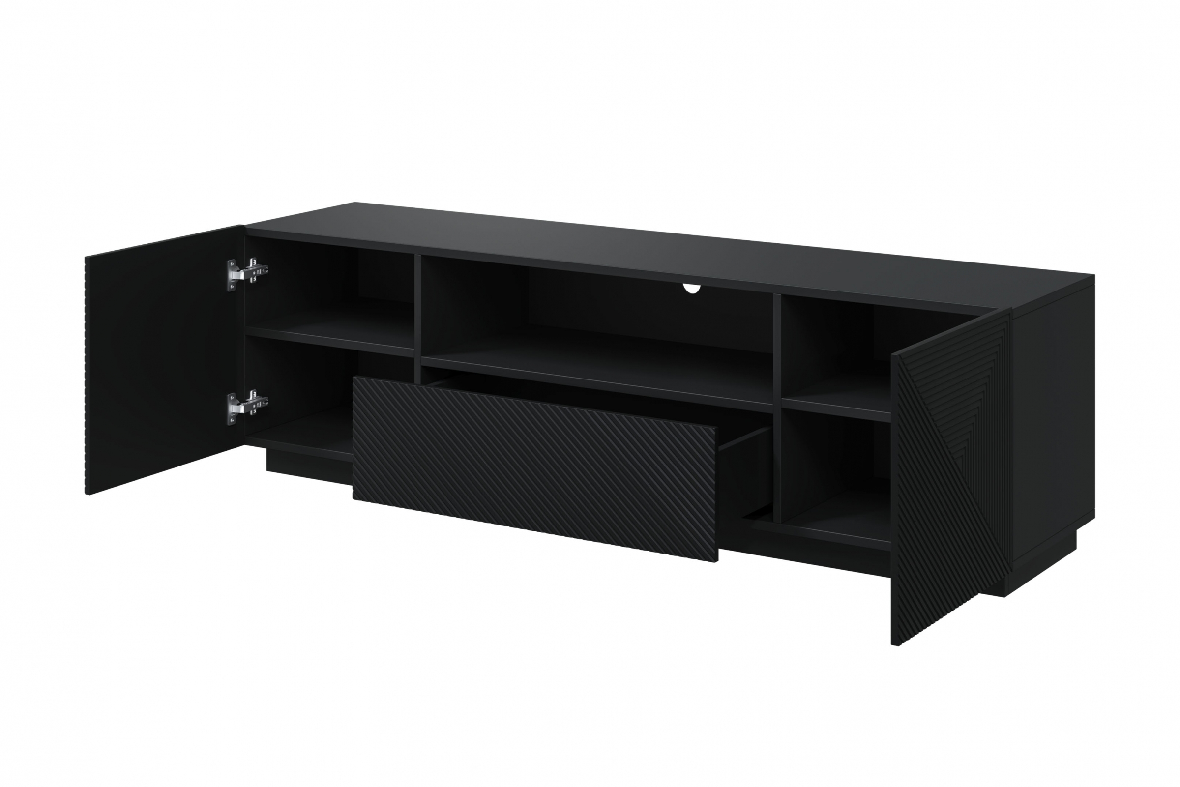 TV stolek Asha 167 cm - černý mat skříňka RTV Asha 167 cm z szuflada i wneka - černá mat