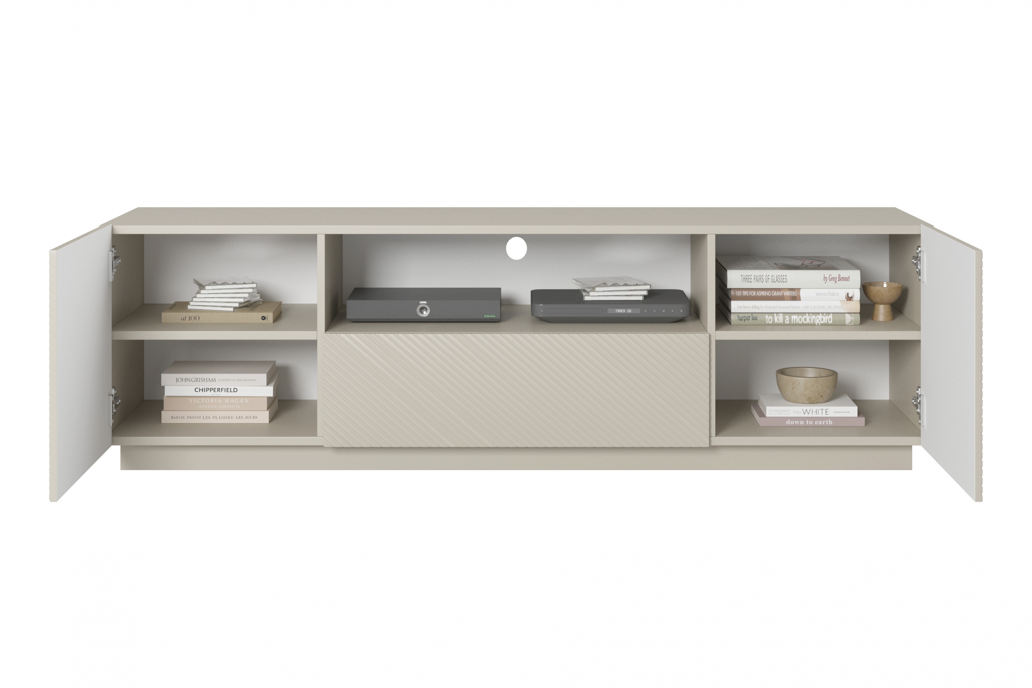 TV stolek Asha 167 cm - kašmír skříňka RTV Asha 167 cm z szuflada i wneka - kašmír