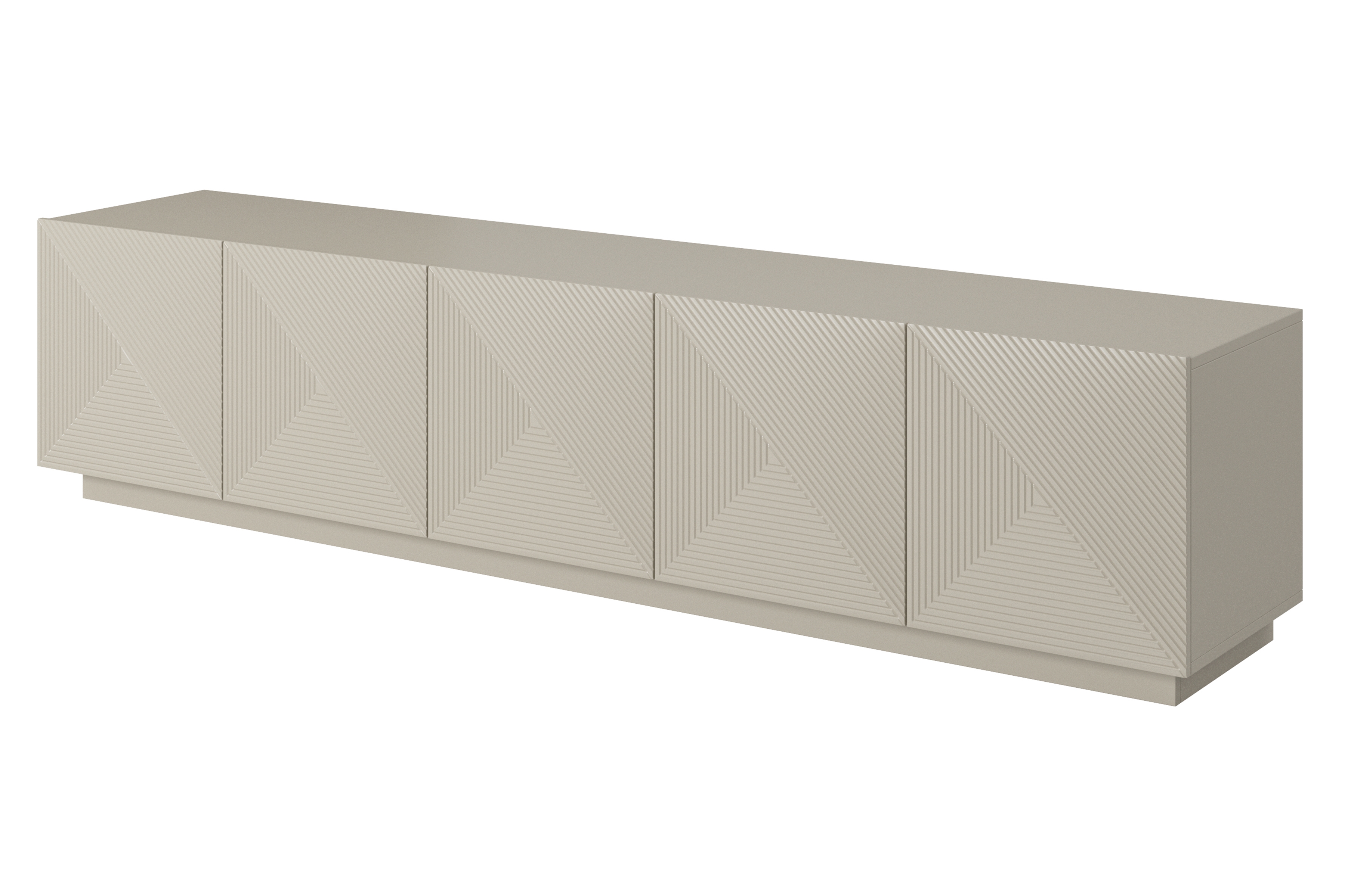 TV stolek Asha 200 cm s rýhovaným čelem - kašmír Skříňka RTV Asha 200 cm pieciodrzwiowa s frézovanou přední částí - kašmír