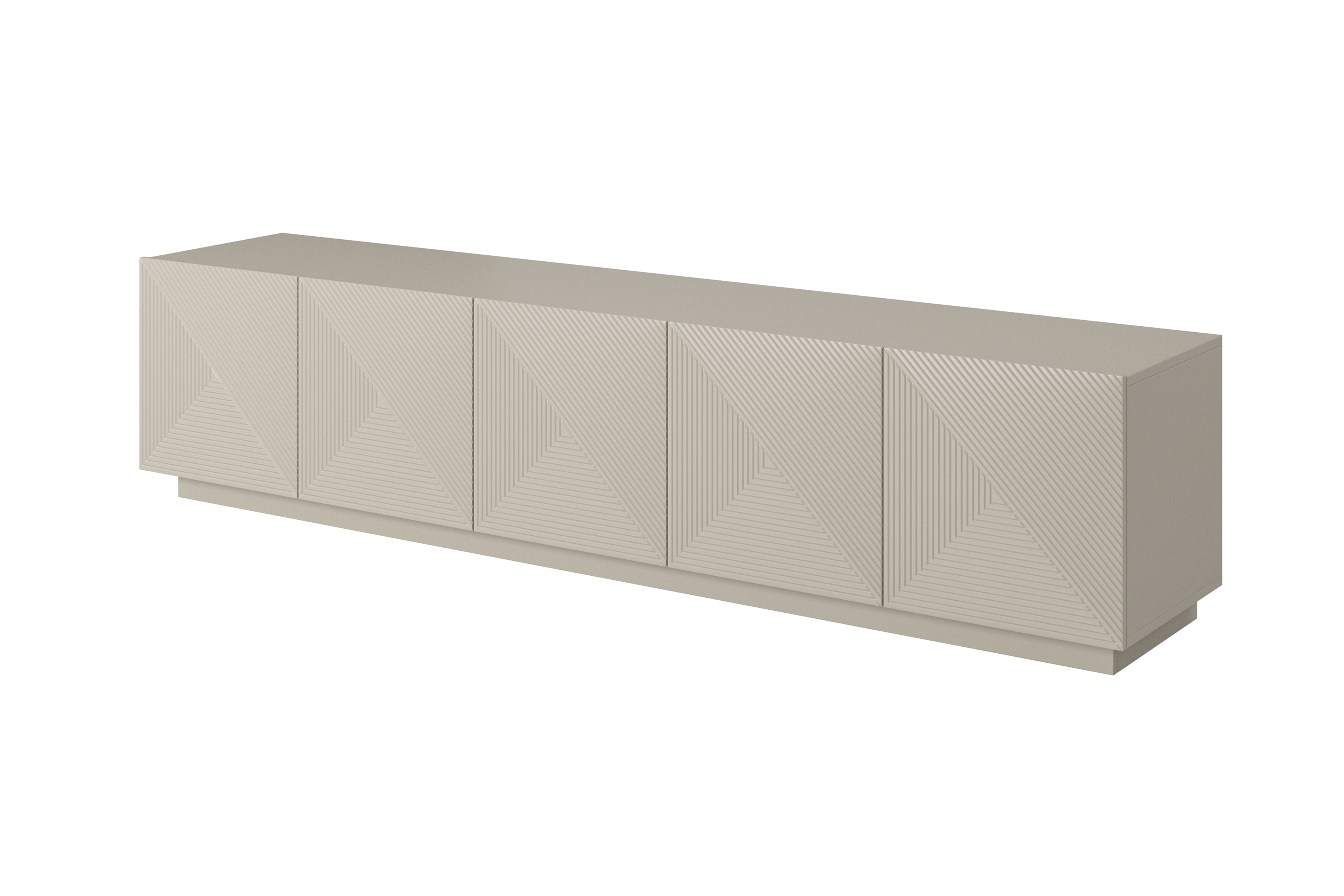 TV stolek Asha 200 cm pětidveřový s drážkovanými dvířky - kašmír skříňka RTV Asha 200 cm pieciodrzwiowa s frézovanou přední částí - kašmír