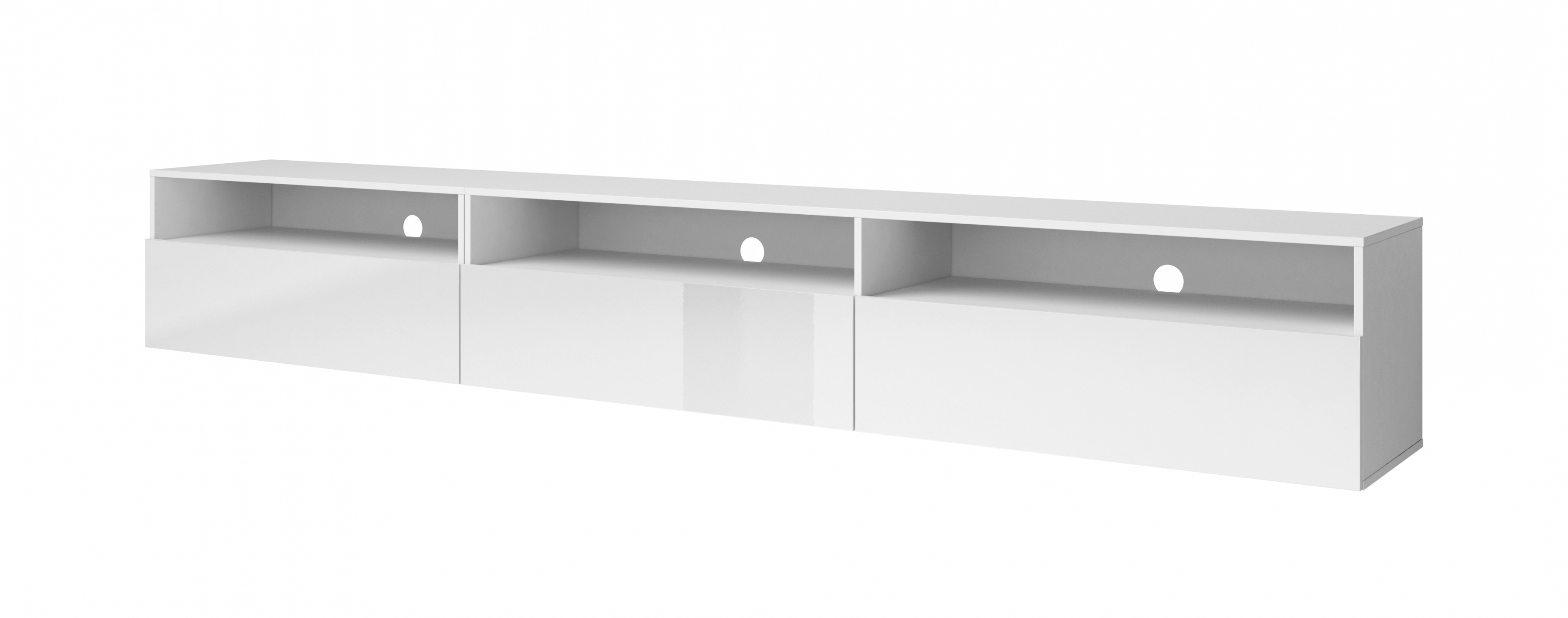 TV skrinka Baros 40 z wnekami 270 cm - biely lesk TV skrinka Baros 40 z wnekami 270 cm - biely lesk