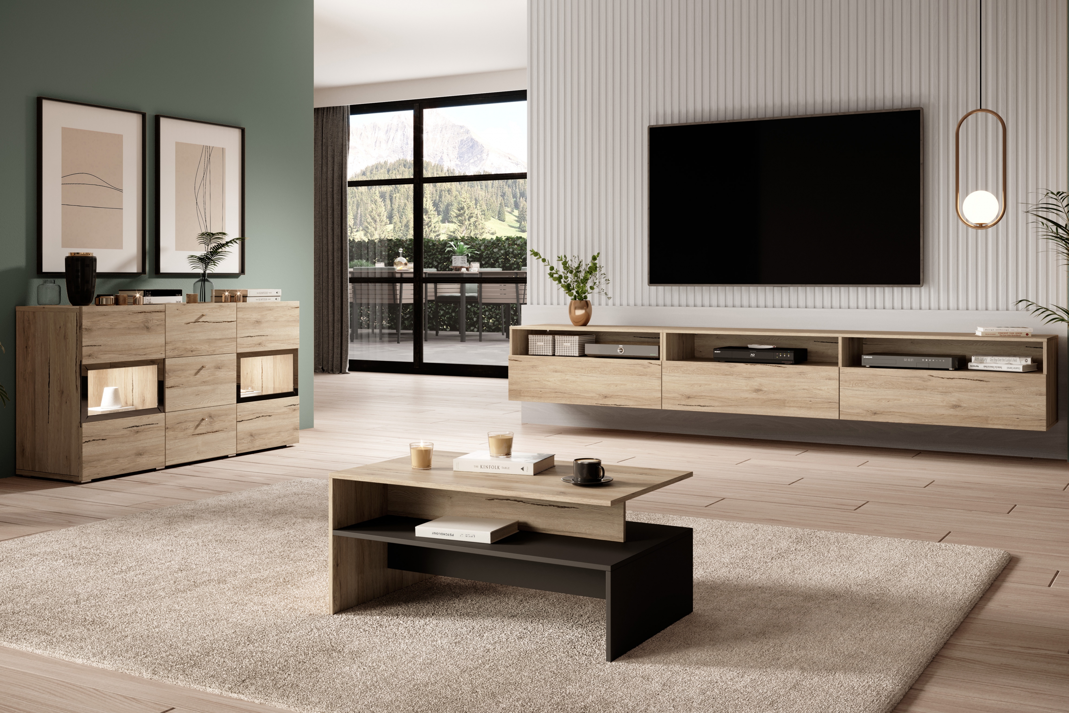 TV skrinka Baros 40 z wnekami 270 cm - san remo svetlý TV skrinka Baros 40 z wnekami 270 cm - san remo svetlý