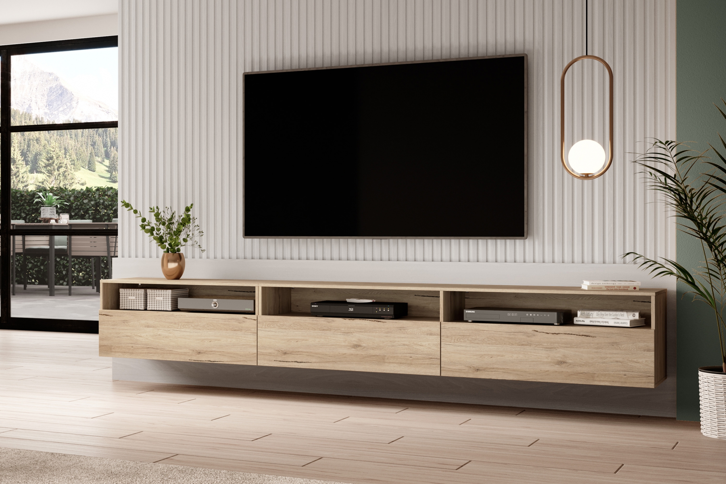 TV skrinka Baros 40 z wnekami 270 cm - san remo svetlý TV skrinka Baros 40 z wnekami 270 cm - san remo svetlý