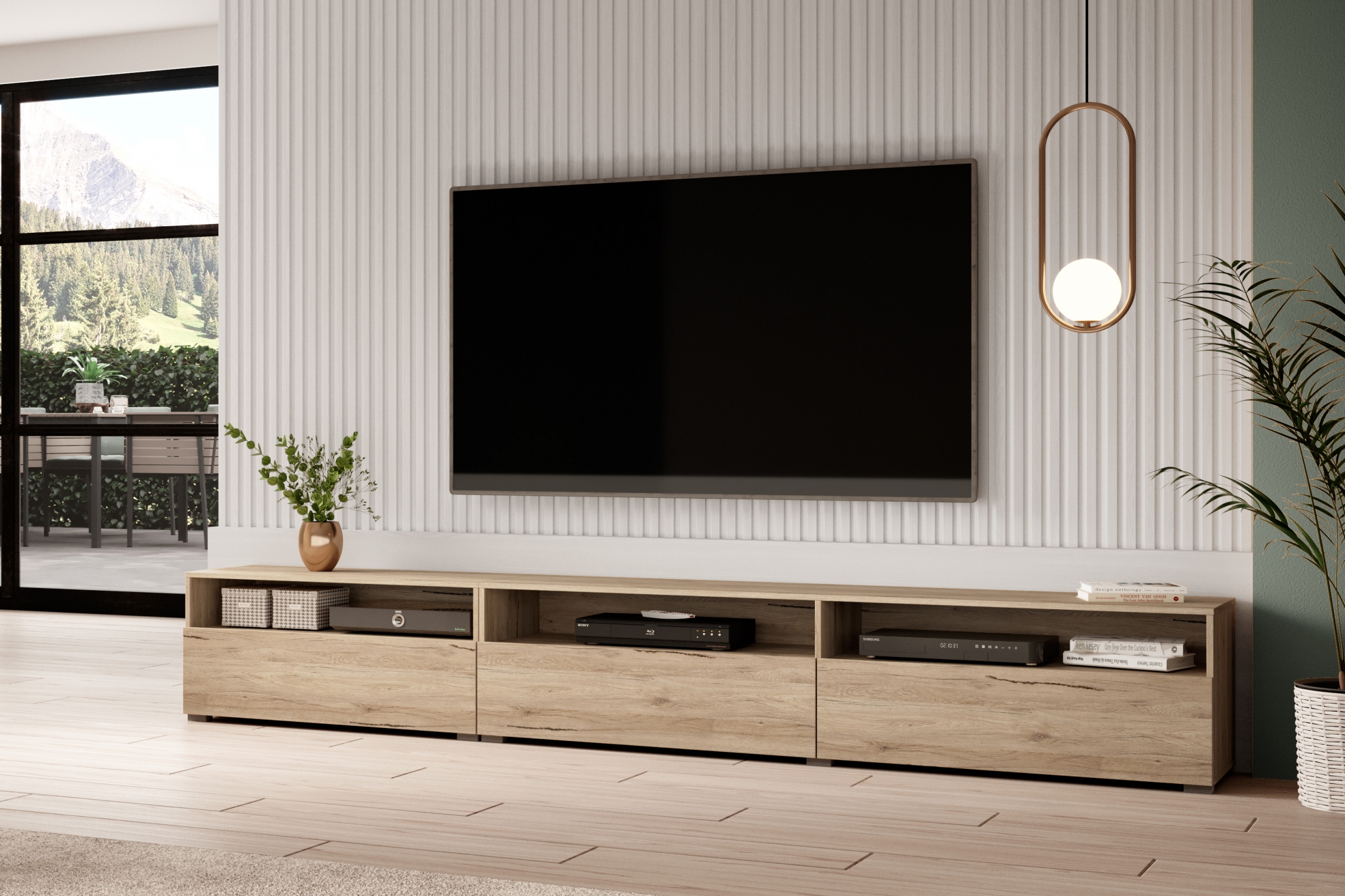 TV skrinka Baros 40 z wnekami 270 cm - san remo svetlý TV skrinka Baros 40 z wnekami 270 cm - san remo svetlý