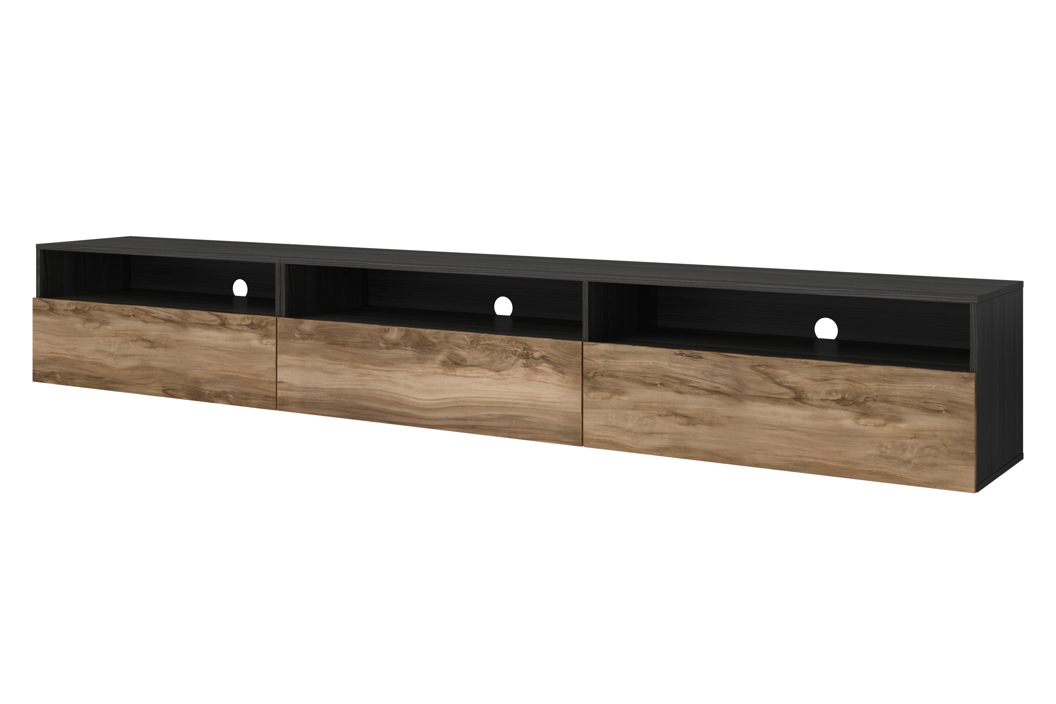 TV skrinka Baros 40 z wnekami 270 cm - touchwood / Orech sattin TV skrinka Baros 40 z wnekami 270 cm - touchwood / Orech sattin