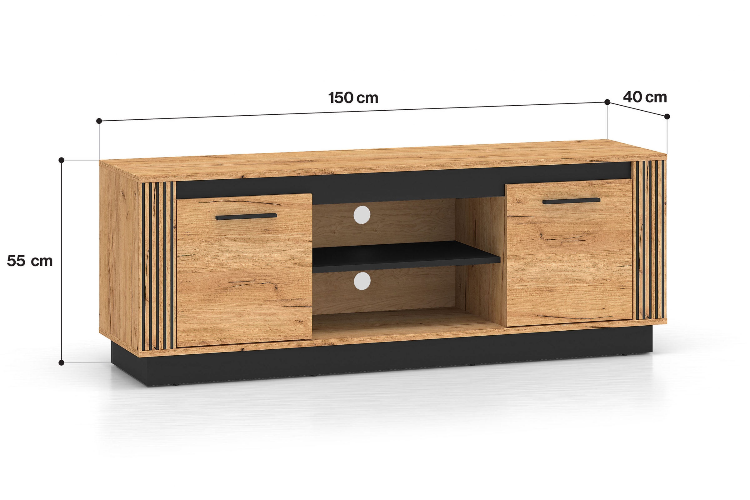 TV stolek Clawi 150 cm - dub craft zlatý / černý Skříňka RTV Clawi 08 - 150 cm - dub craft zlatá / černá