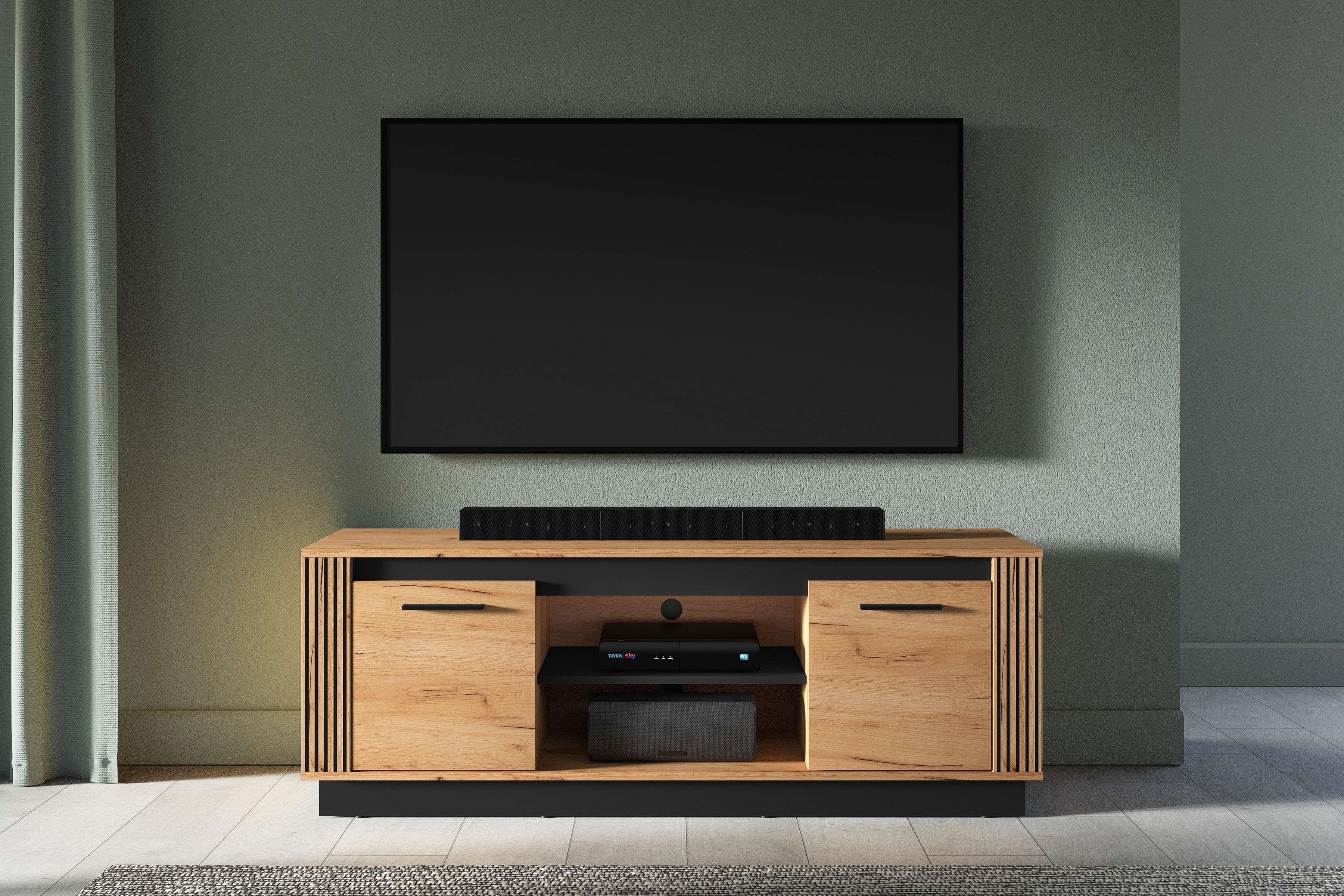 TV stolek Clawi 150 cm - dub craft zlatý / černý Skříňka RTV Clawi 08 - 150 cm - dub craft zlatá / černá