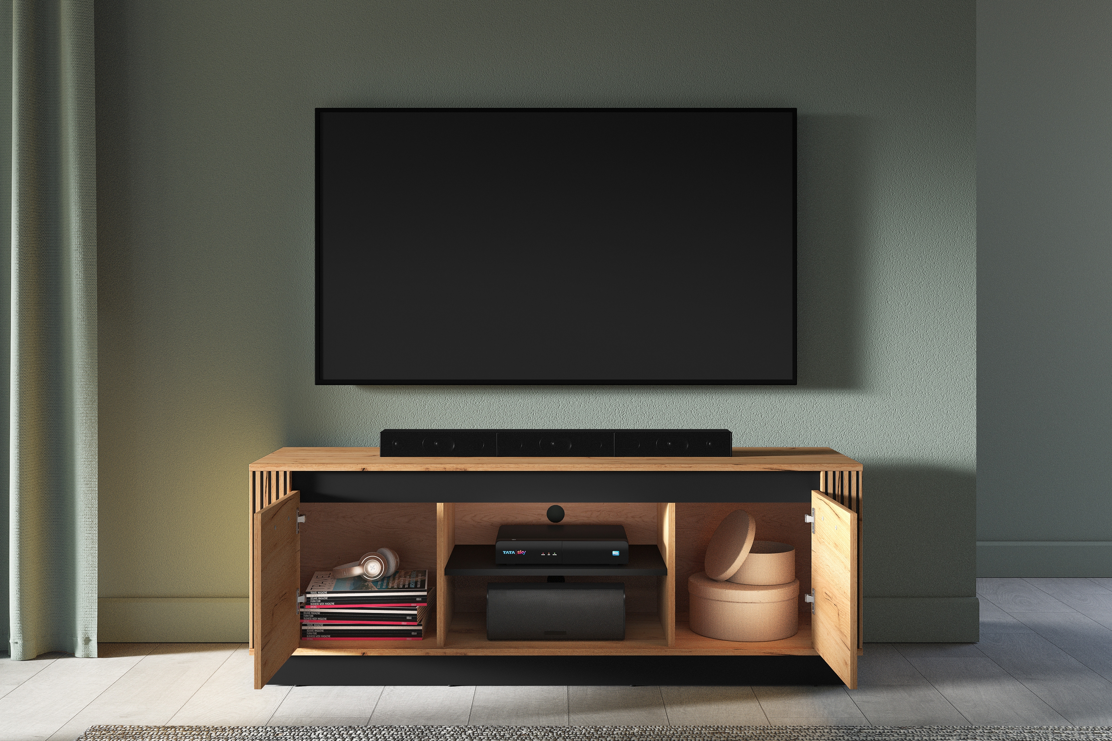 TV stolek Clawi 150 cm - dub craft zlatý / černý Skříňka RTV Clawi 08 - 150 cm - dub craft zlatá / černá