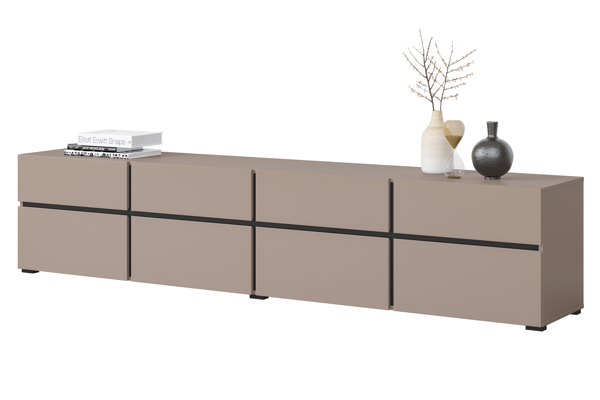 TV stolík Cross 225 cm so 4 zásuvkami - congo / čierna TV skrinka Cross 40 so zásuvkami 225 cm - congo / Čierny