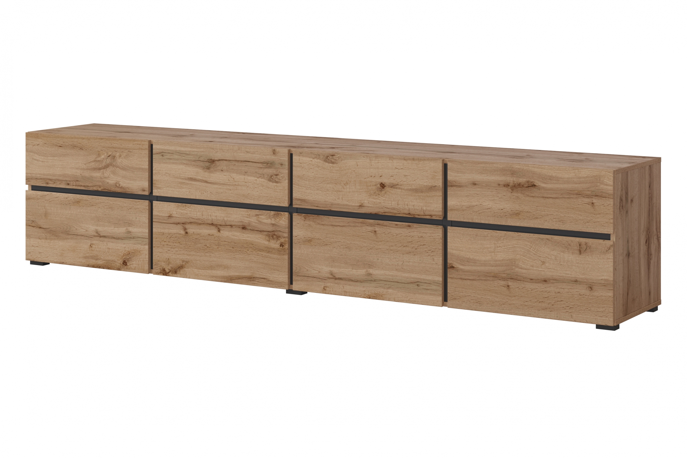 TV skrinka Cross 225 cm so 4 zásuvkami - dub wotan / čierna TV skrinka Cross 40 so zásuvkami 225 cm - Dub wotan / Čierny