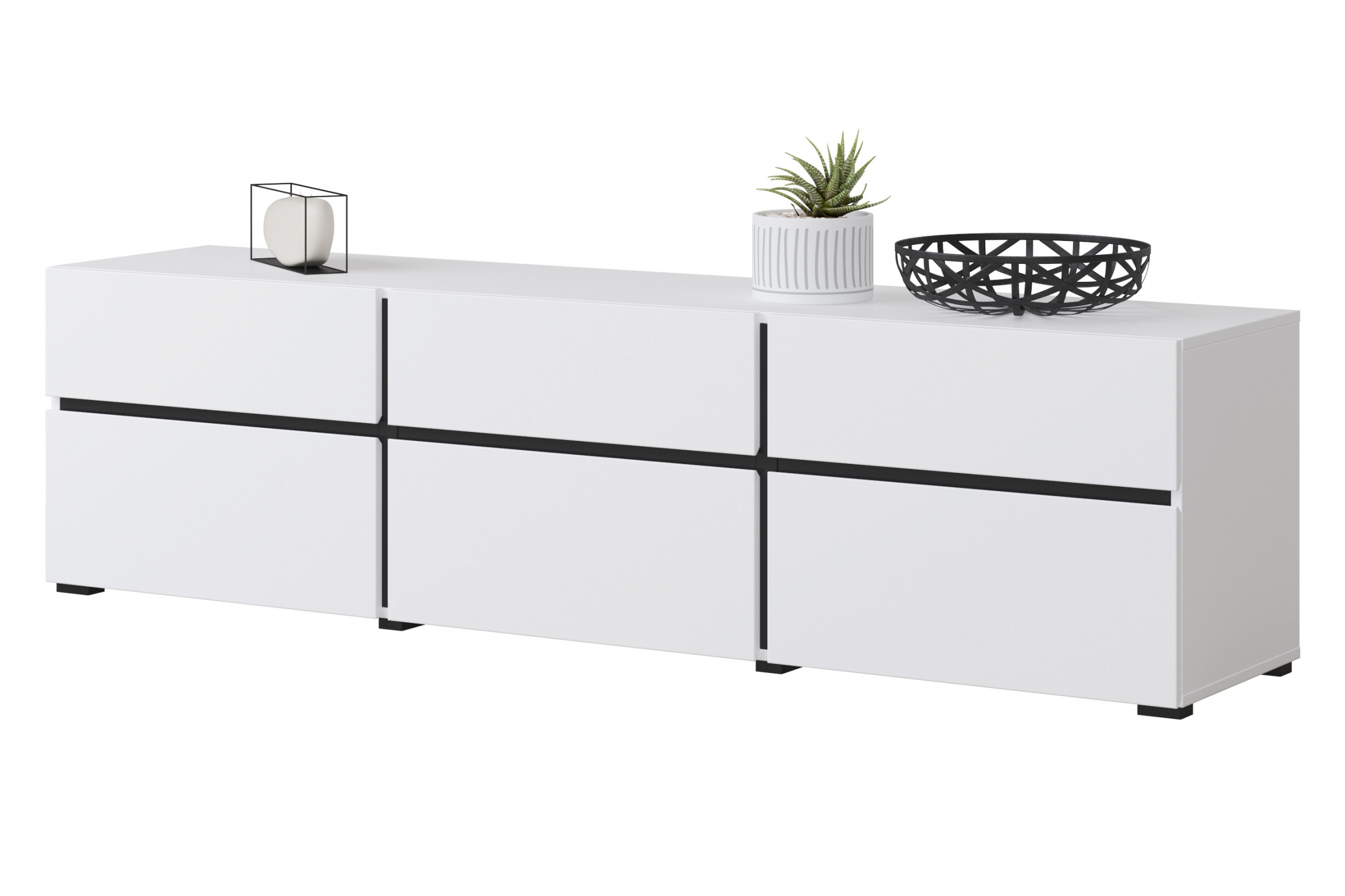 TV skrinka Cross 180 cm s 3 zásuvkami - biela / čierna TV skrinka Cross 41 so zásuvkami 180 cm - biela / čierny