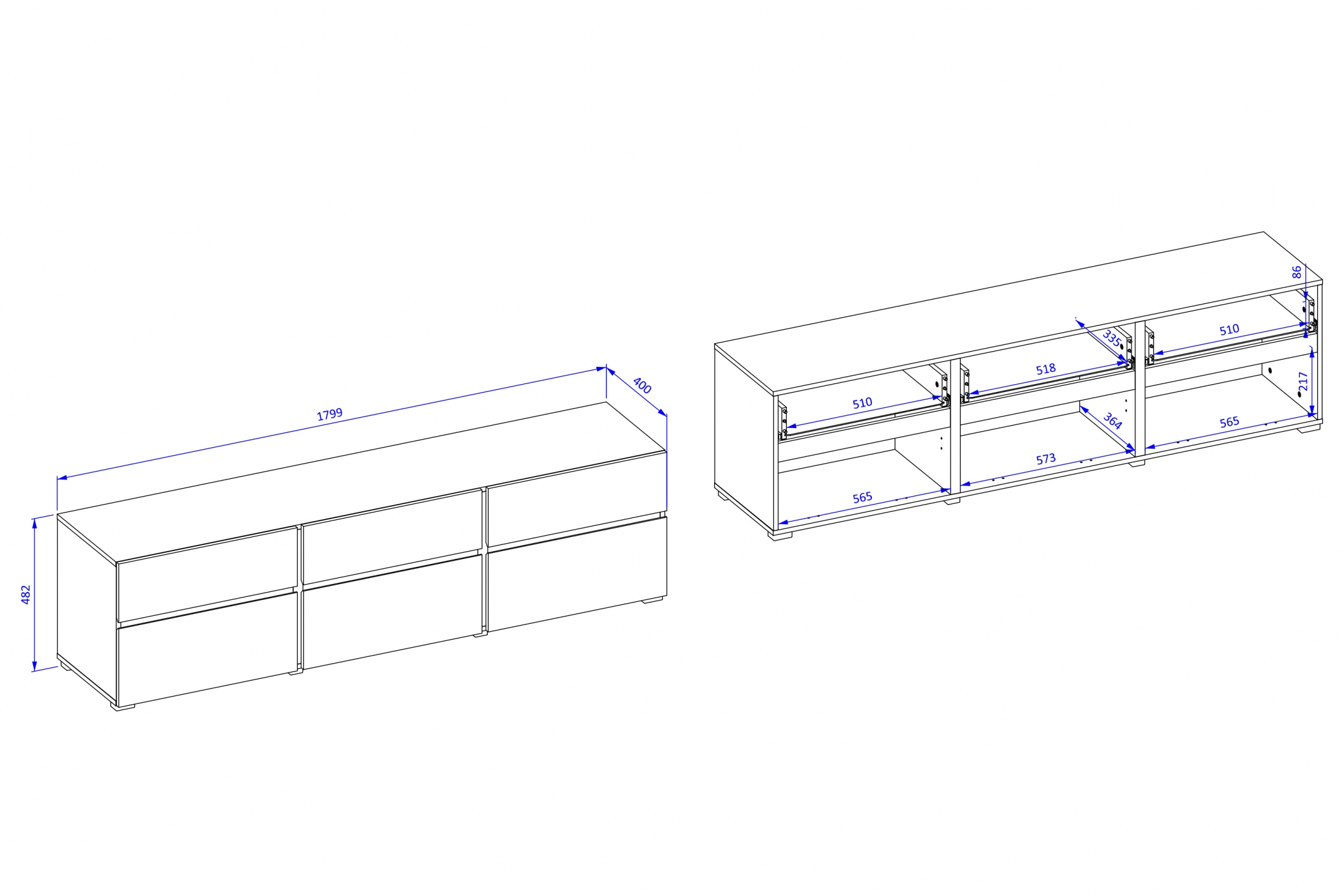 TV stolík Cross 180 cm s 3 zásuvkami - congo / čierna TV skrinka Cross 41 so zásuvkami 180 cm - congo / Čierny