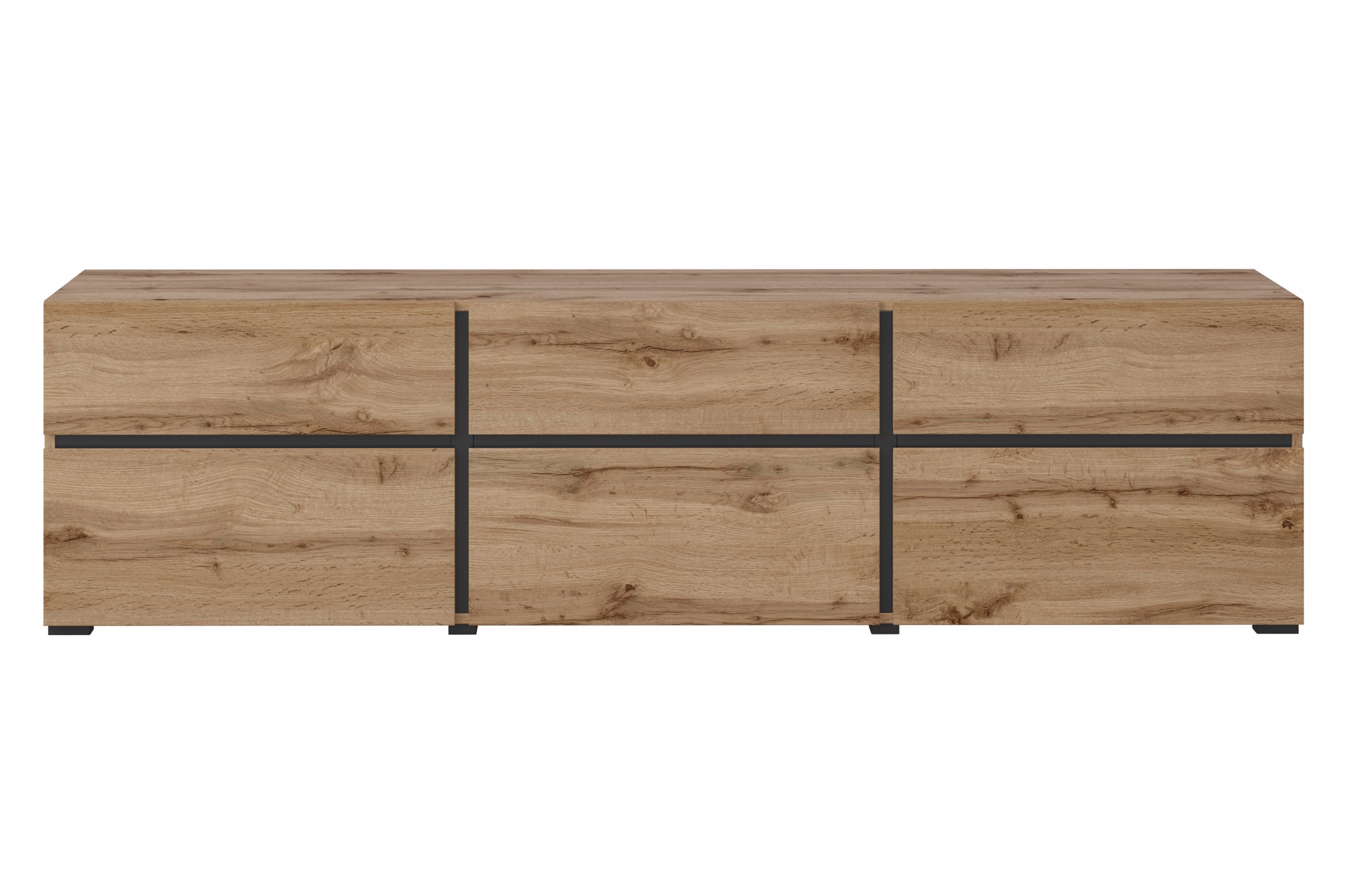 TV stolík Cross 180 cm so zásuvkami - dub wotan / čierna TV skrinka Cross 41 so zásuvkami 180 cm - Dub wotan / Čierny