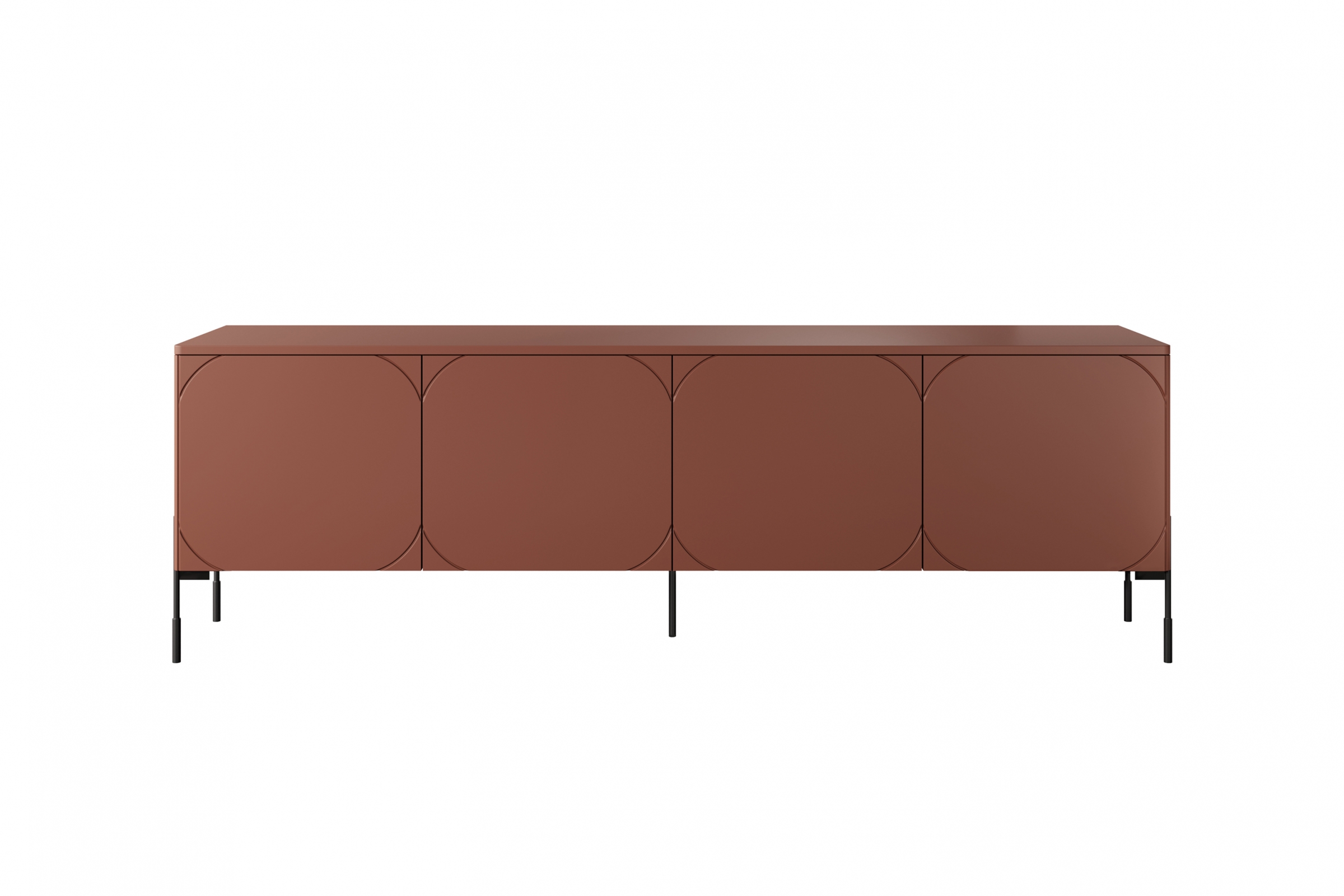 TV stolík Sonatia 200 cm - burgundová TV skrinka štvordverová Sonatia na kovových nohách 200 cm - burgund