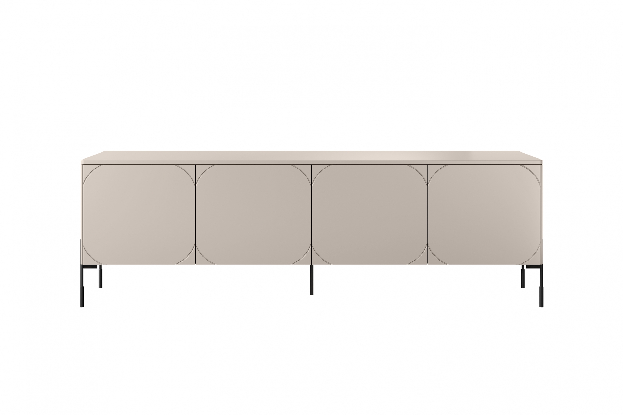 TV stolek Sonatia 200 cm se dvěma skrytými zásuvkami - kašmír skříňka RTV čtyřdveřová z dwoma ukrytymi zásuvkami Sonatia 200 cm - kašmír