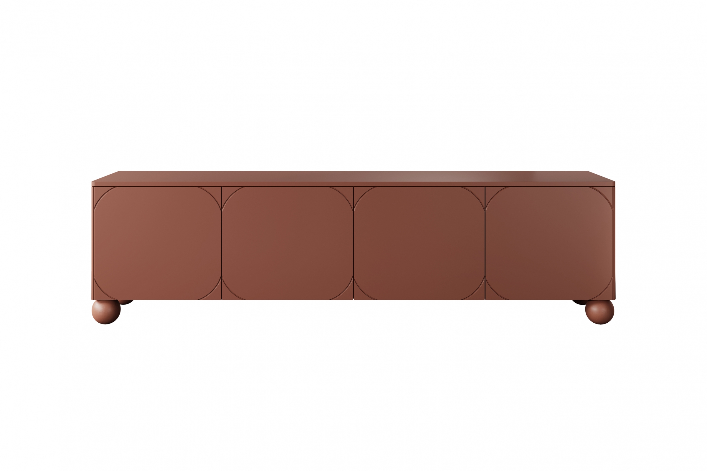 TV stolík Sonatia II štvordverový s ukrytou zásuvkou 200 cm - burgund TV skrinka burgundowa