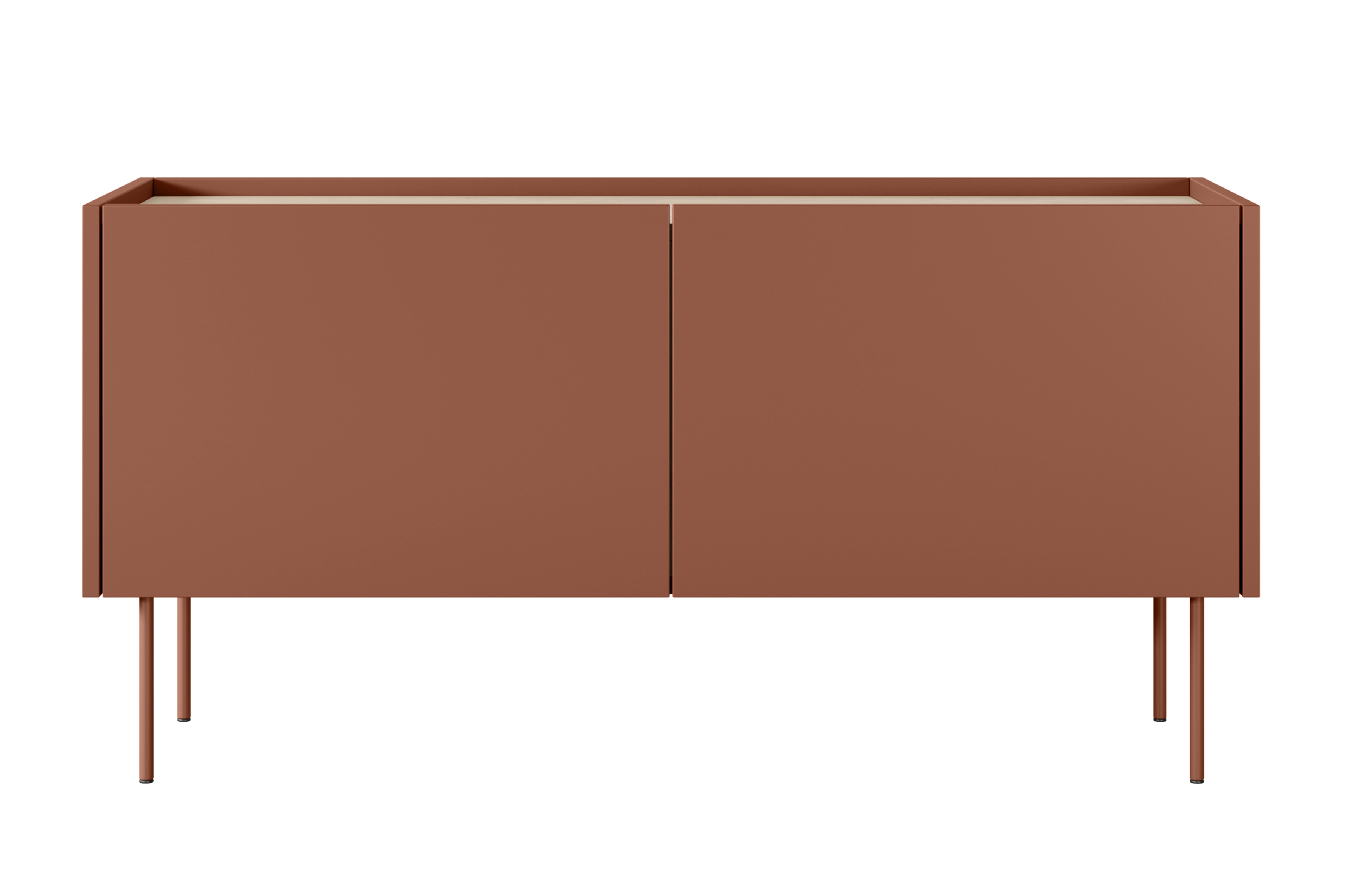 TV stolík Desin 120 cm - ceramic red / dub nagano TV skrinka Desin 120 cm z metalowymi nogami - Červený / ceramic red / Dub nagano