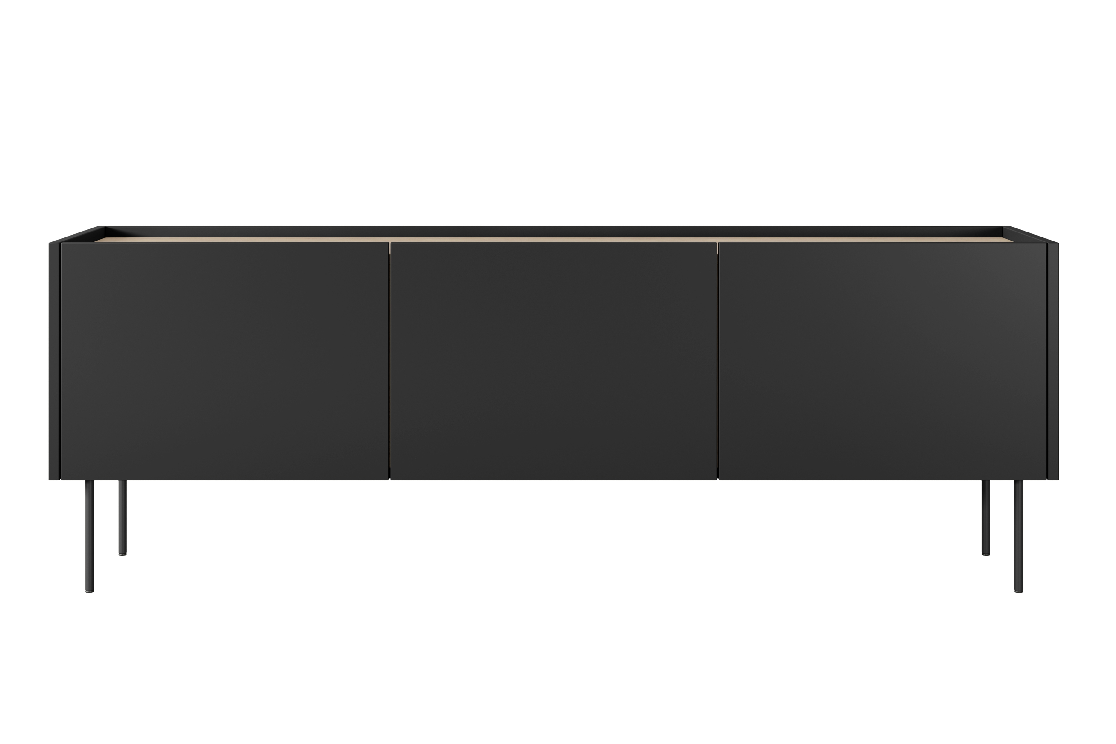 TV stolík Desin 170 cm s 2 ukrytými zásuvkami - čierny mat / dub nagano TV skrinka Desin 170 cm z 2 ukrytymi zásuvkami - Čierny mat / Dub nagano