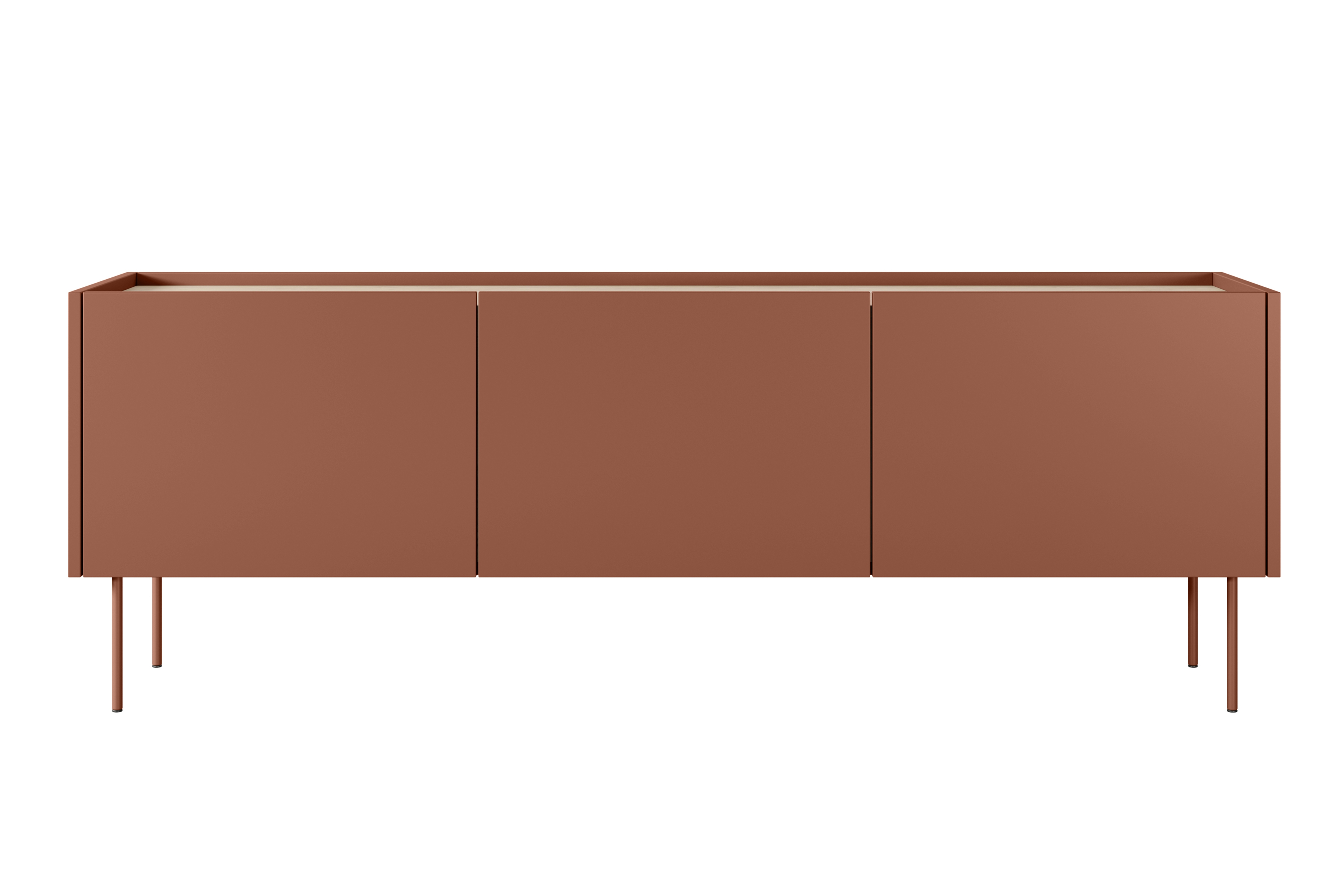 TV stolík Desin 170 cm - ceramic red / dub nagano TV skrinka Desin 170 cm z metalowymi nogami - ceramic red / Dub nagano