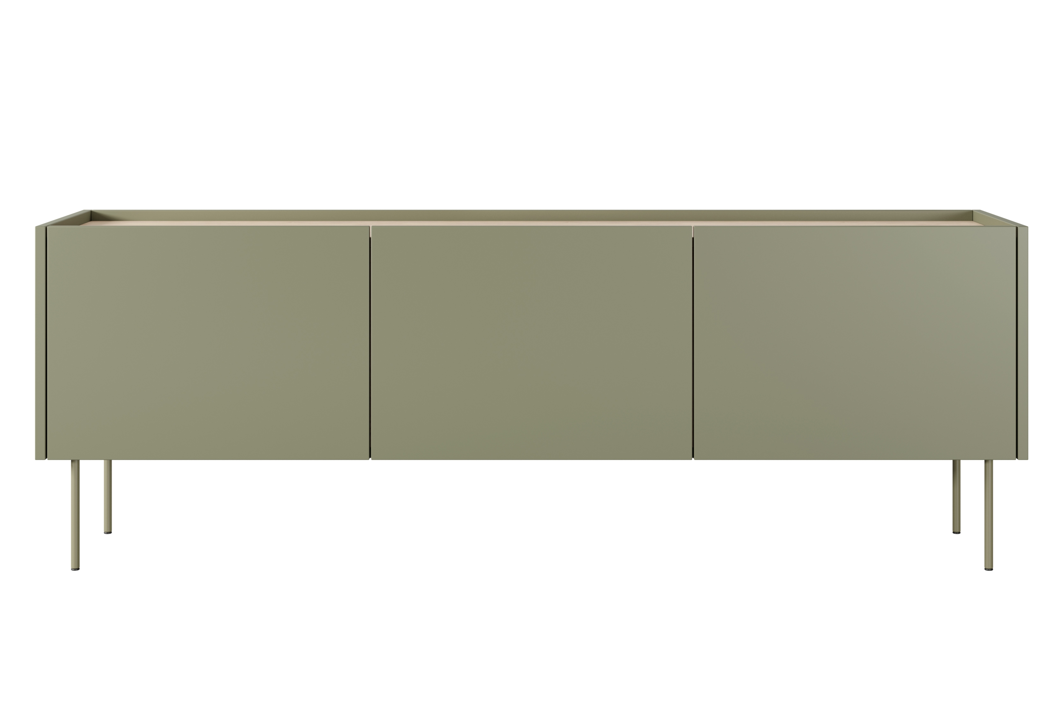 TV stolík Desin 170 cm s ukrytou zásuvkou - olivová / dub nagano TV skrinka Desin 170 cm z ukryta szuflada i metalowymi nogami - Oliva / Dub nagano