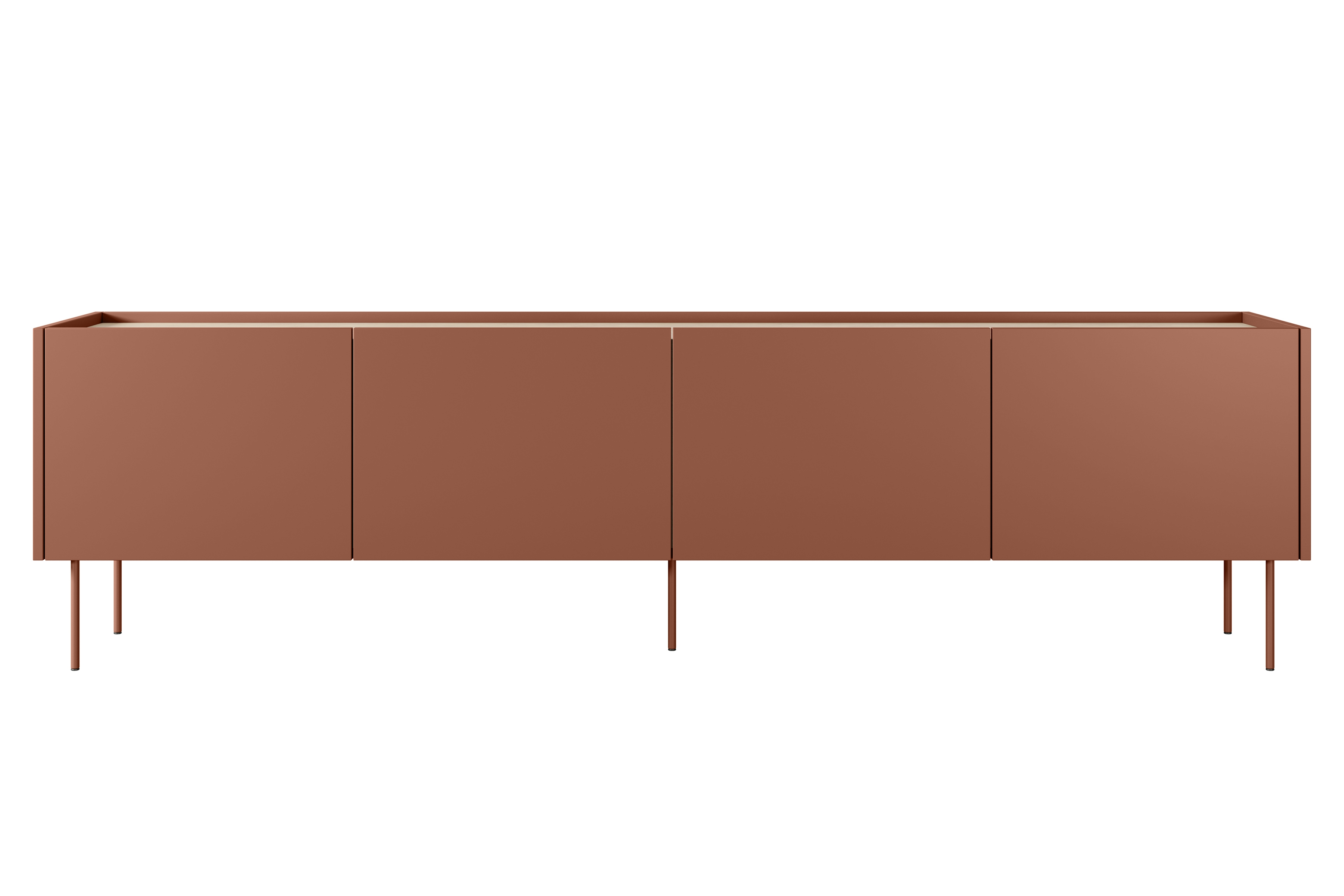 TV stolek Desin 220 cm se dvěma skrytými zásuvkami - ceramic red / dub nagano skříňka RTV Desin 220 cm z 2 ukrytymi zásuvkami - Červený / ceramic red / dub nagano