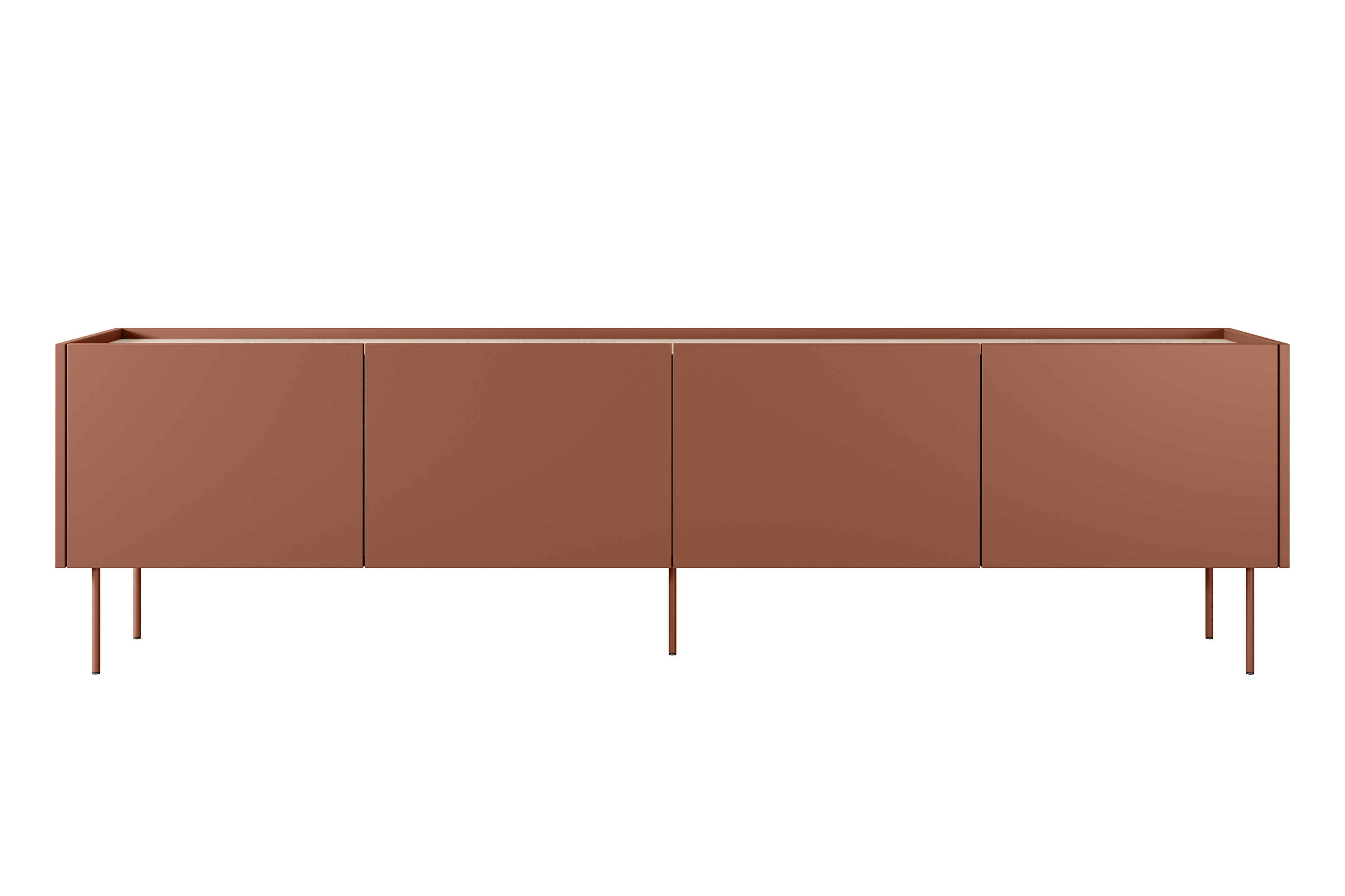 TV stolík Desin 220 cm - ceramic red / dub nagano TV skrinka Desin 220 cm z metalowymi nogami - ceramic red / Dub nagano