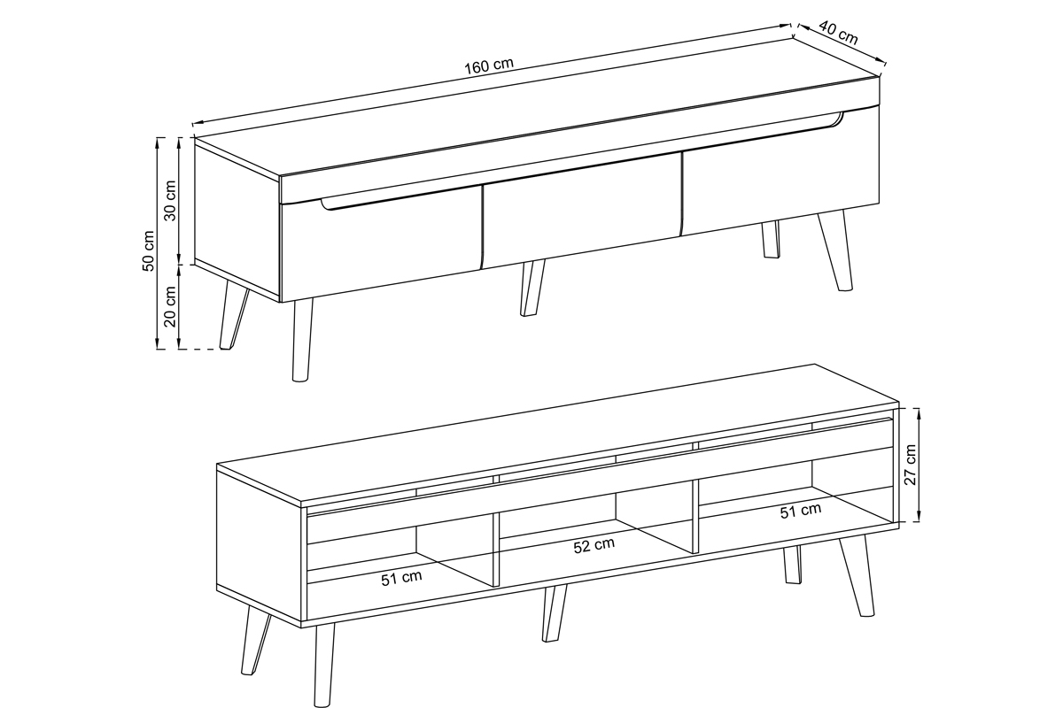 TV stolek Dorin 160 cm - bílý lesk / dub riviera Skříňka tv Dorin 160 Bílý lesk / Dub riviera