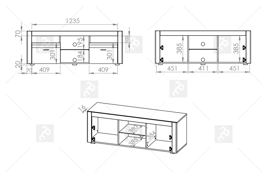 TV skrinka dvojdverová Arko 10 - Koncovka Série Skrinka pod tv