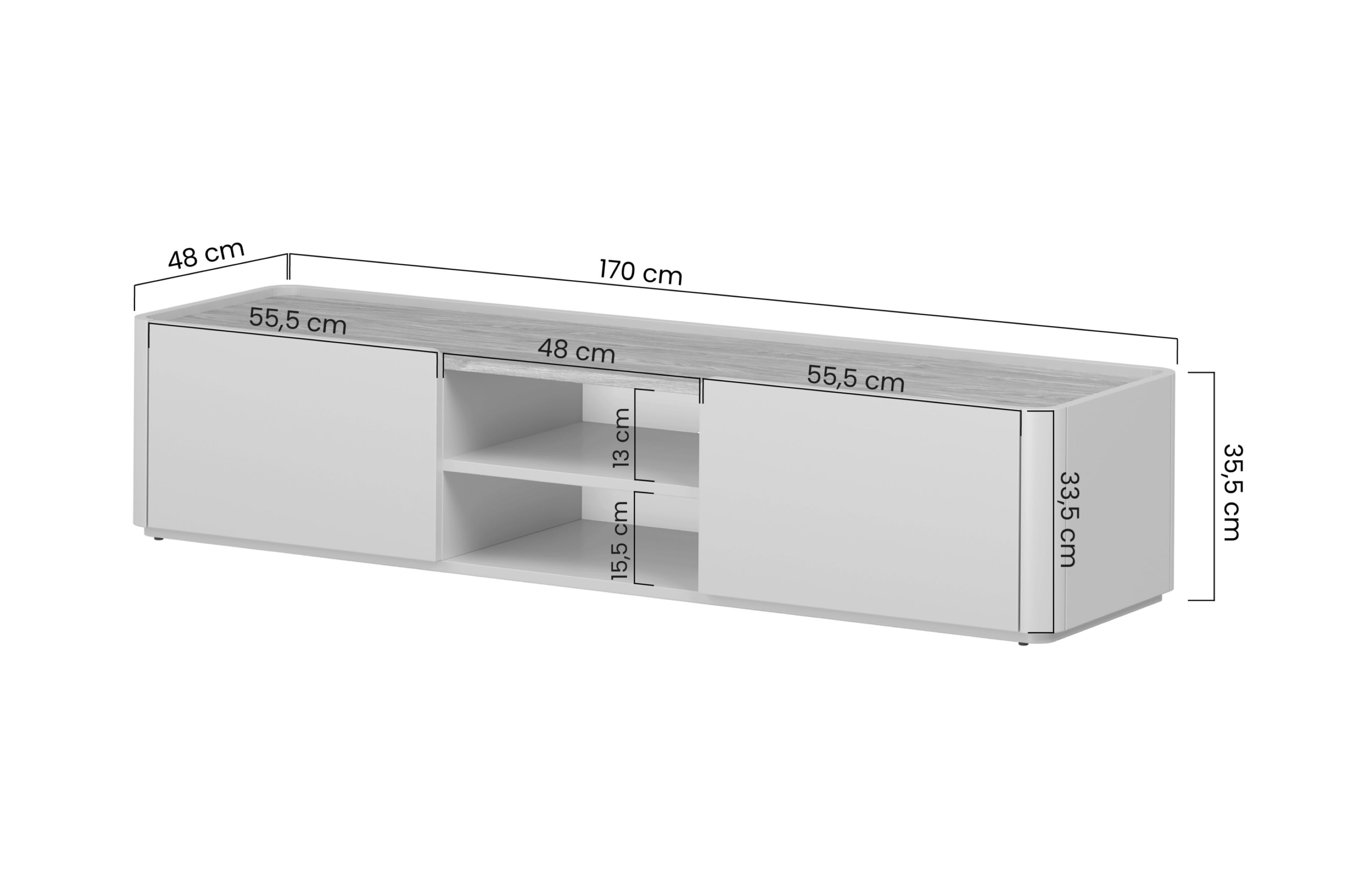 TV stolík Elivo 170 cm - eukalyptus / dub baltic dune TV skrinka Elivo 170 cm - eukaliptus / Dub baltic dune