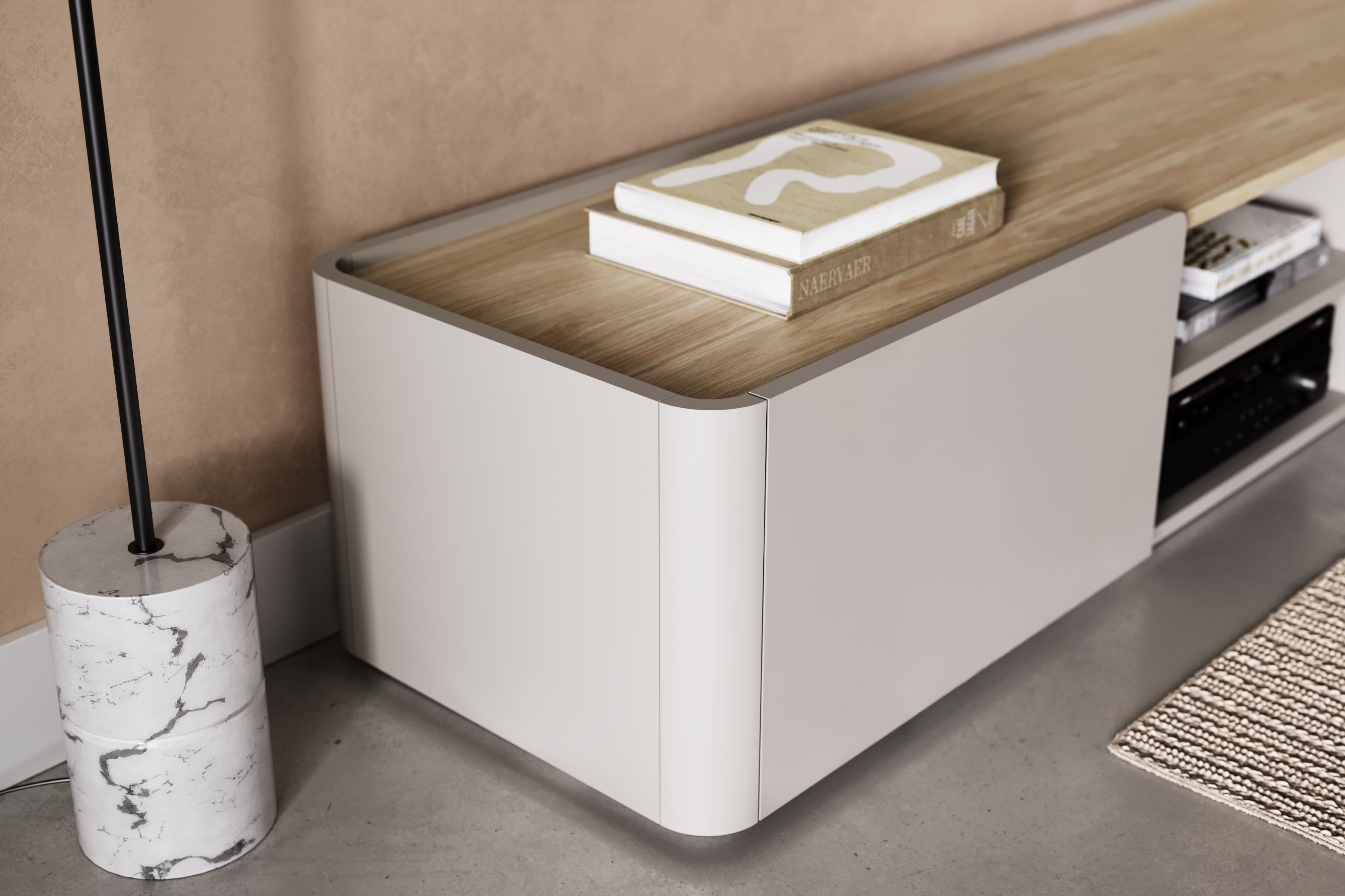 TV stolík Elivo 170 cm - kašmírová / dub olejovaný  TV skrinka Elivo 170 cm - kašmír / Dub olejowany