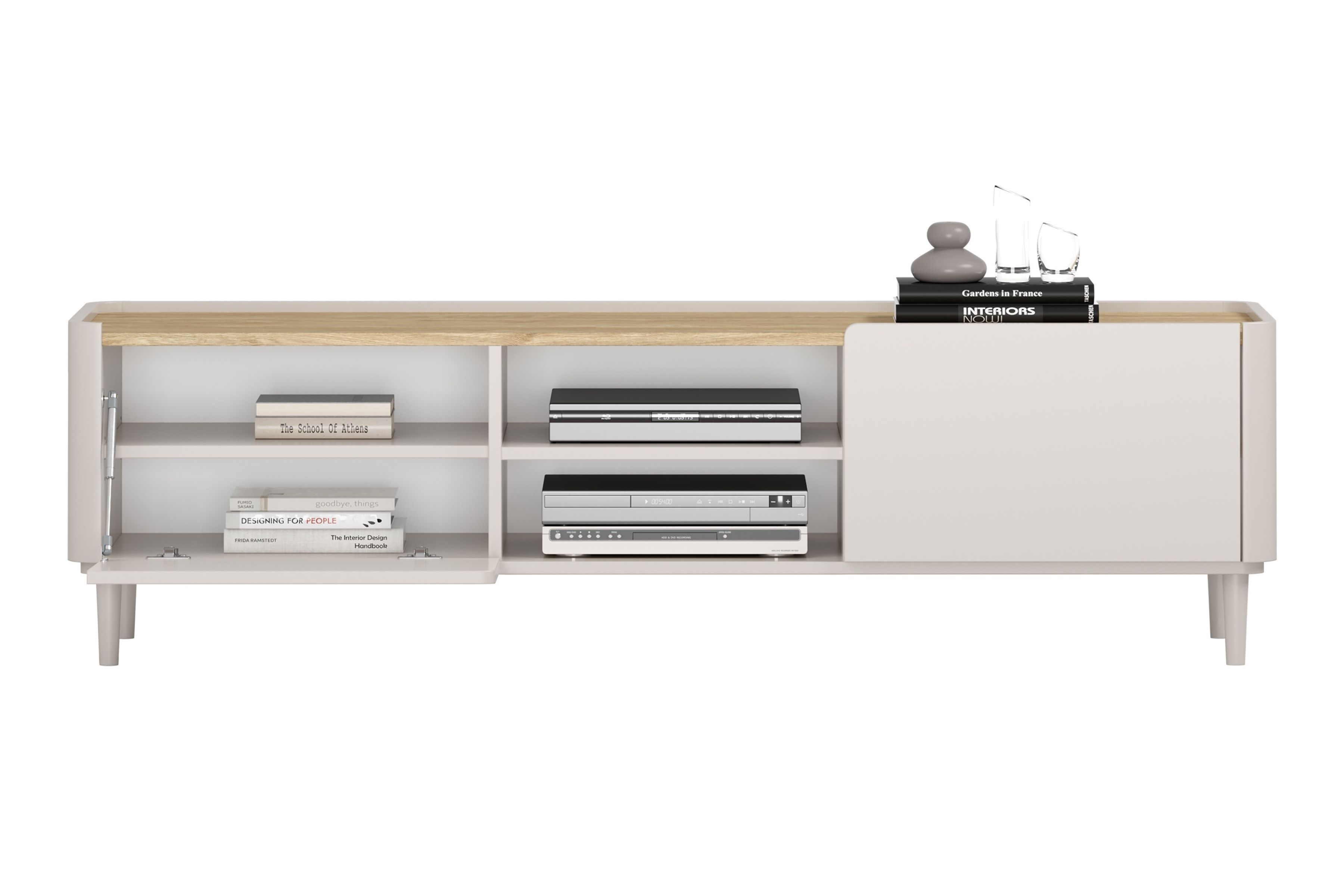 TV stolík Elivo 170 cm na nožičkách - kašmír / olejovaný dub TV skrinka Elivo 170 cm na nôžkach - kašmír / Dub olejowany