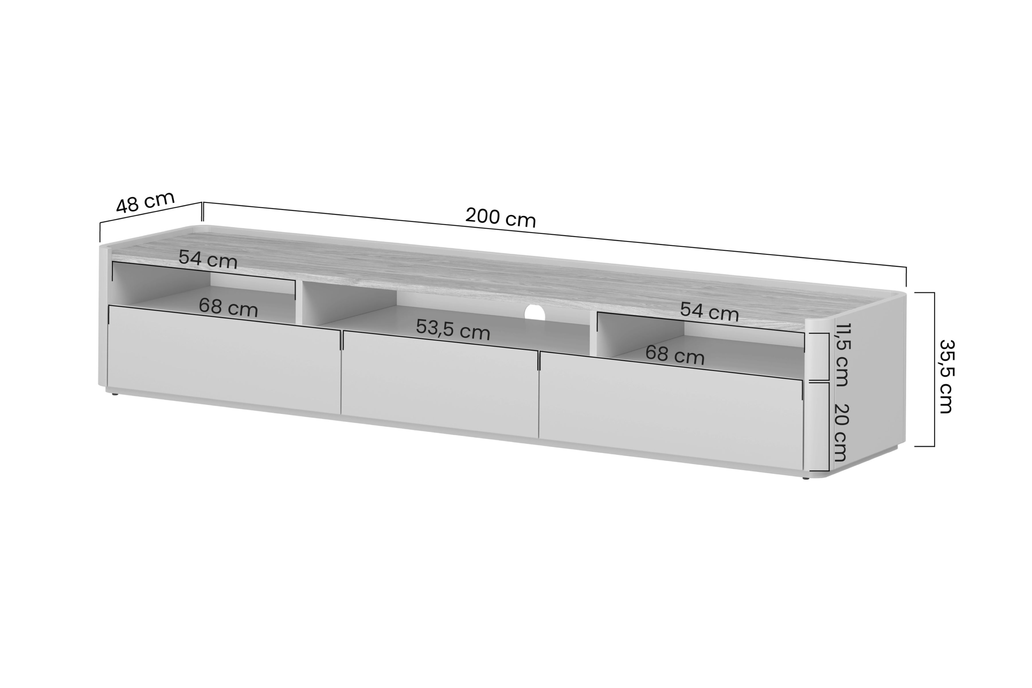 TV stolík Elivo 200 cm - eukalyptus / dub baltic dune TV skrinka Elivo 200 cm - eukaliptus / Dub baltic dune