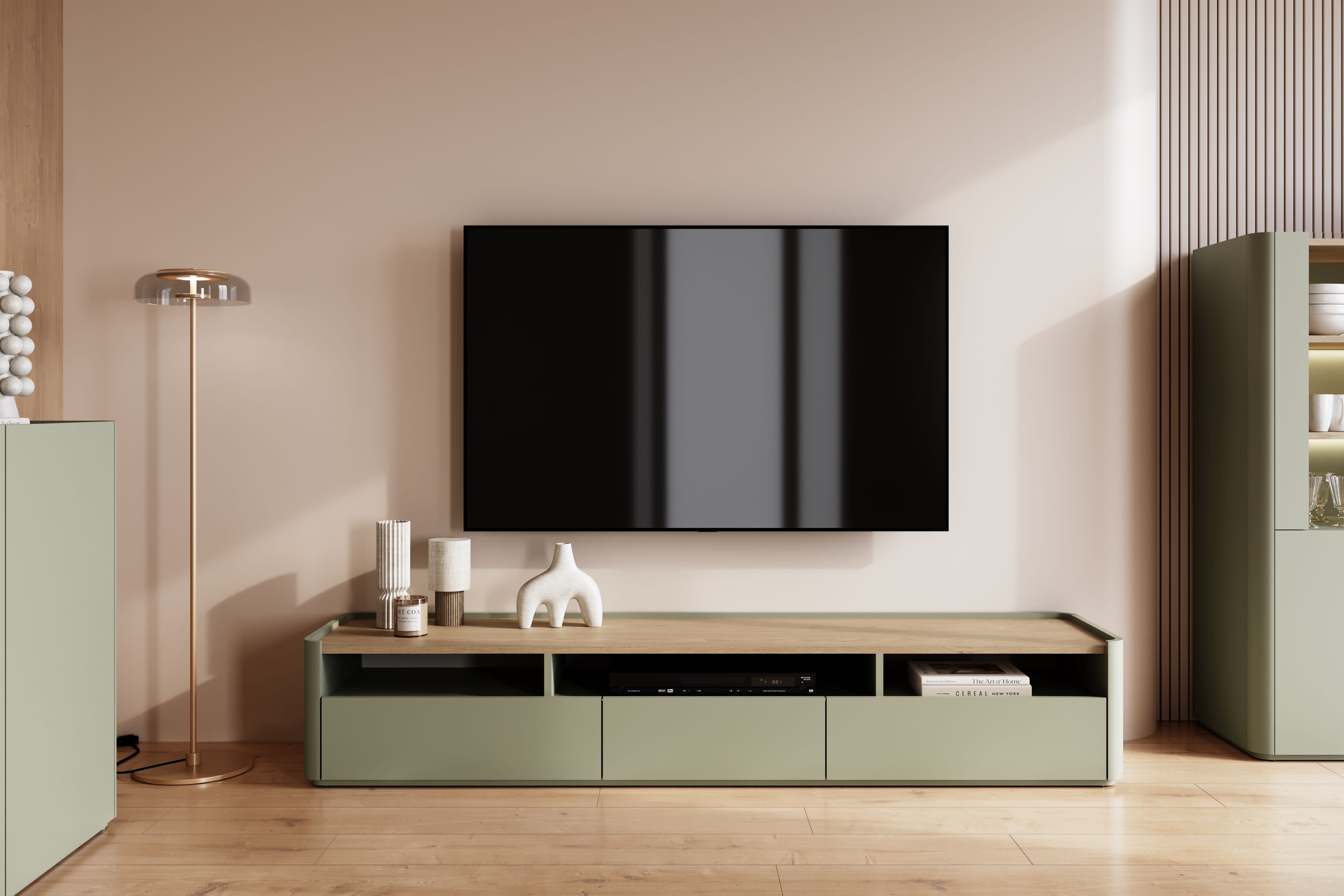 TV stolík Elivo 200 cm - eukalyptus / dub baltic dune TV skrinka Elivo 200 cm - eukaliptus / Dub baltic dune