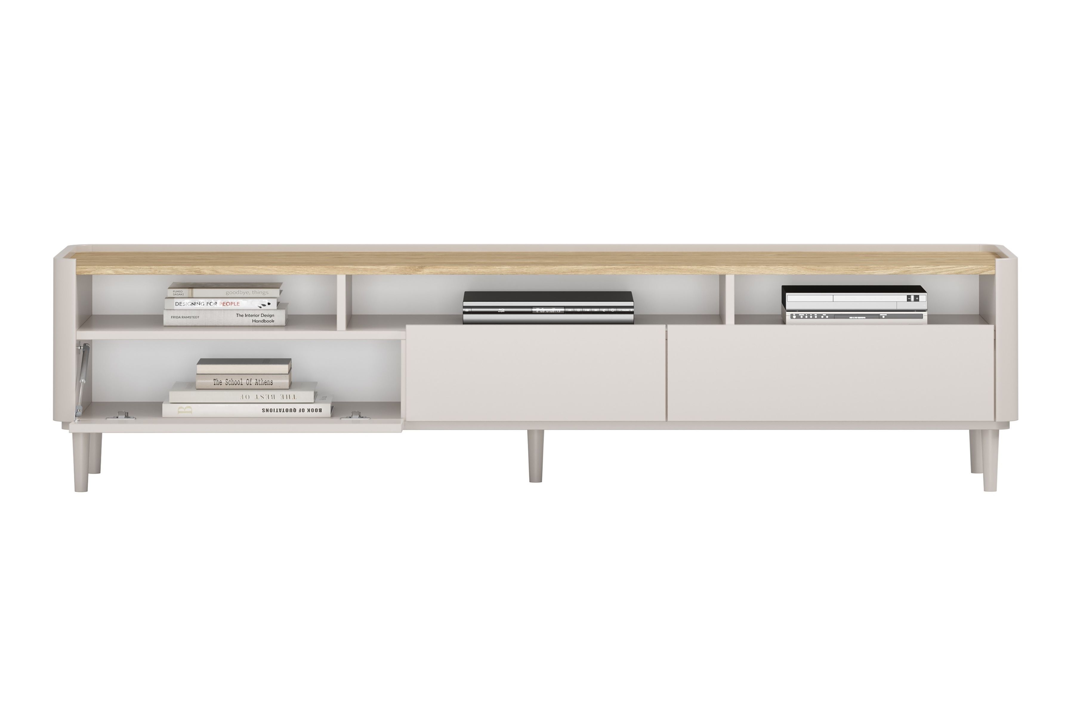 TV stolík Elivo 200 cm na nožičkách - kašmírová / dub olejovaný TV skrinka Elivo 200 cm na nôžkach - kašmír / Dub olejowany