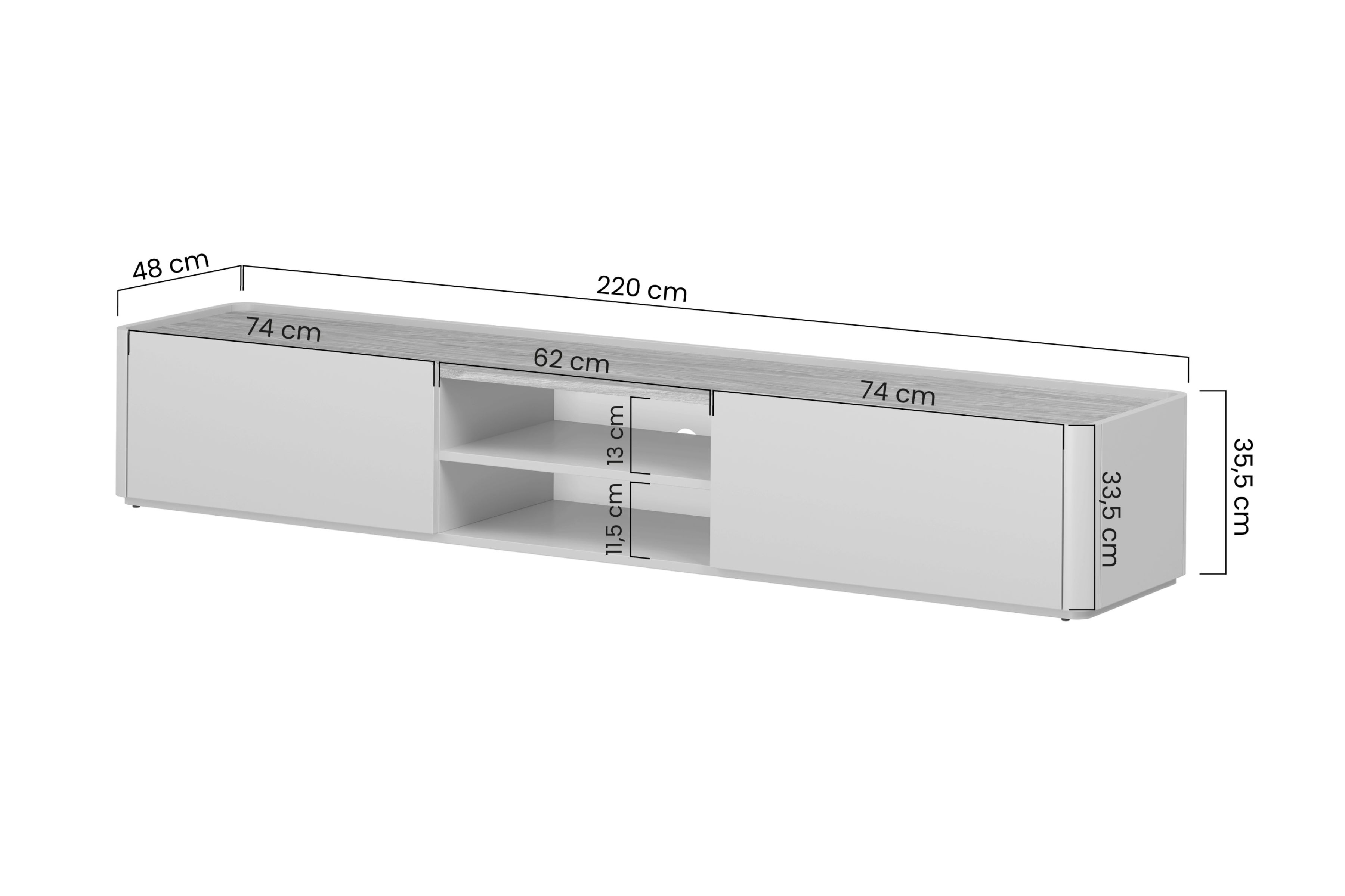TV stolík Elivo 220 cm - kašmír / olejovaný dub TV skrinka Elivo 220 cm - kašmír / Dub olejowany