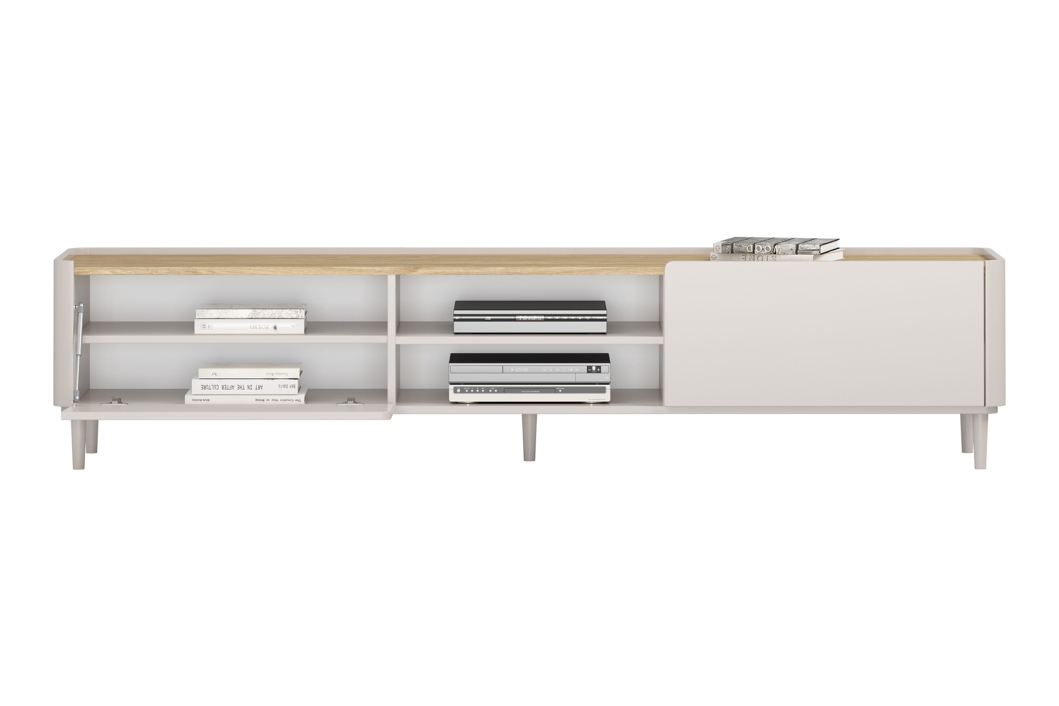 TV stolík Elivo 220 cm na nožičkách - kašmír / olejovaný dub TV skrinka Elivo 220 cm na nôžkach - kašmír / Dub olejowany