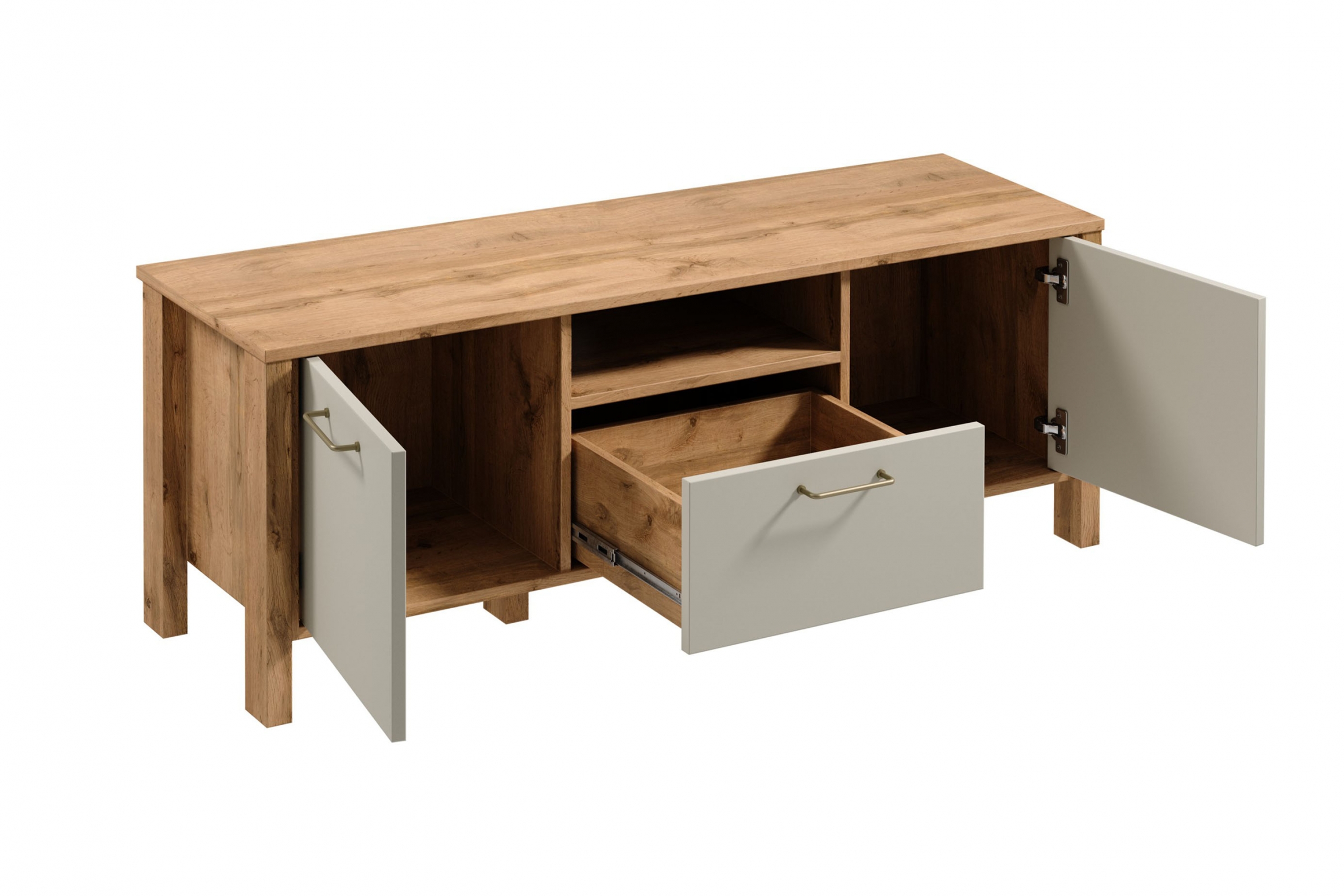 TV skrinka Ertigo 138 cm - Dub wotan/Béžová TV skrinka Entiro 138 cm - Dub wotan/Béžová