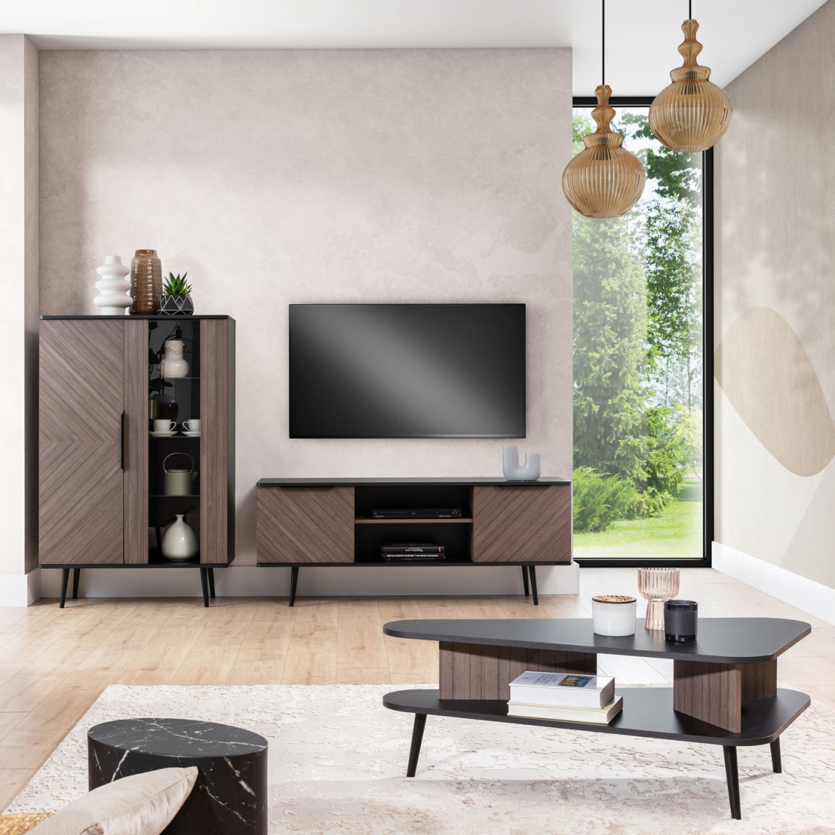 TV stolek Eterio 150 cm - captains deck / černý grafit skříňka RTV Eterio 150 cm - captains deck / černá grafit