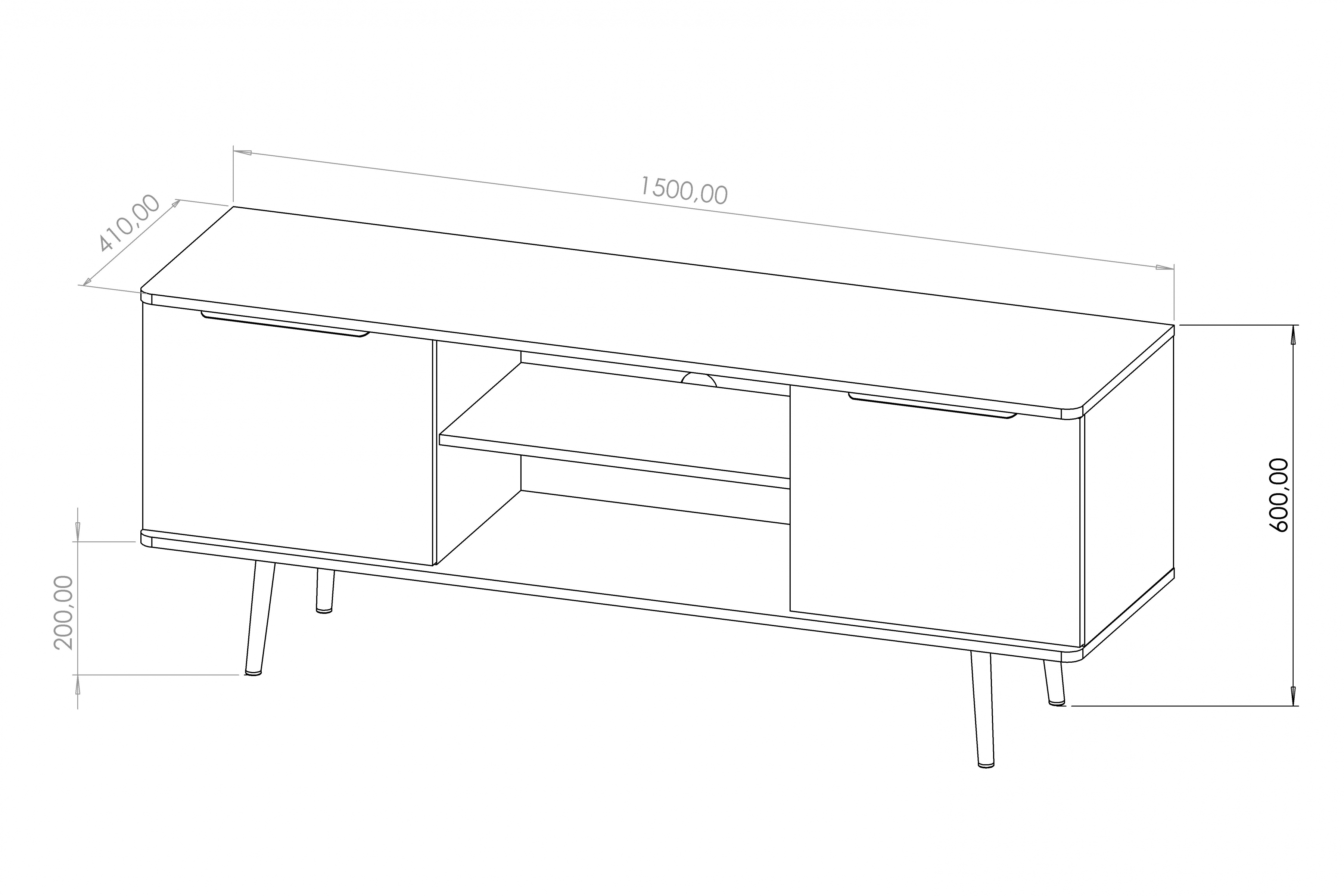 TV stolek Eterio 150 cm - captains deck / černý grafit skříňka RTV Eterio 150 cm - captains deck / černá grafit