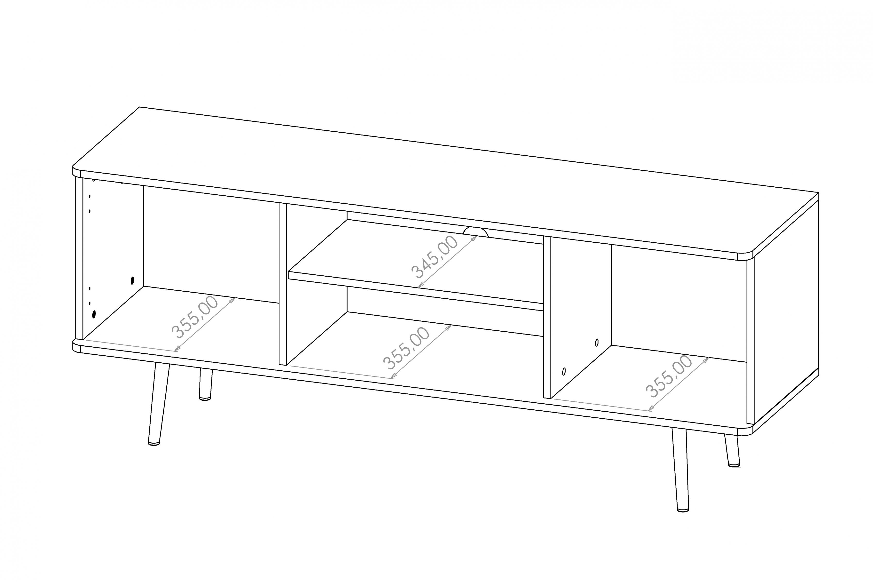 TV stolek Eterio 150 cm - captains deck / černý grafit skříňka RTV Eterio 150 cm - captains deck / černá grafit
