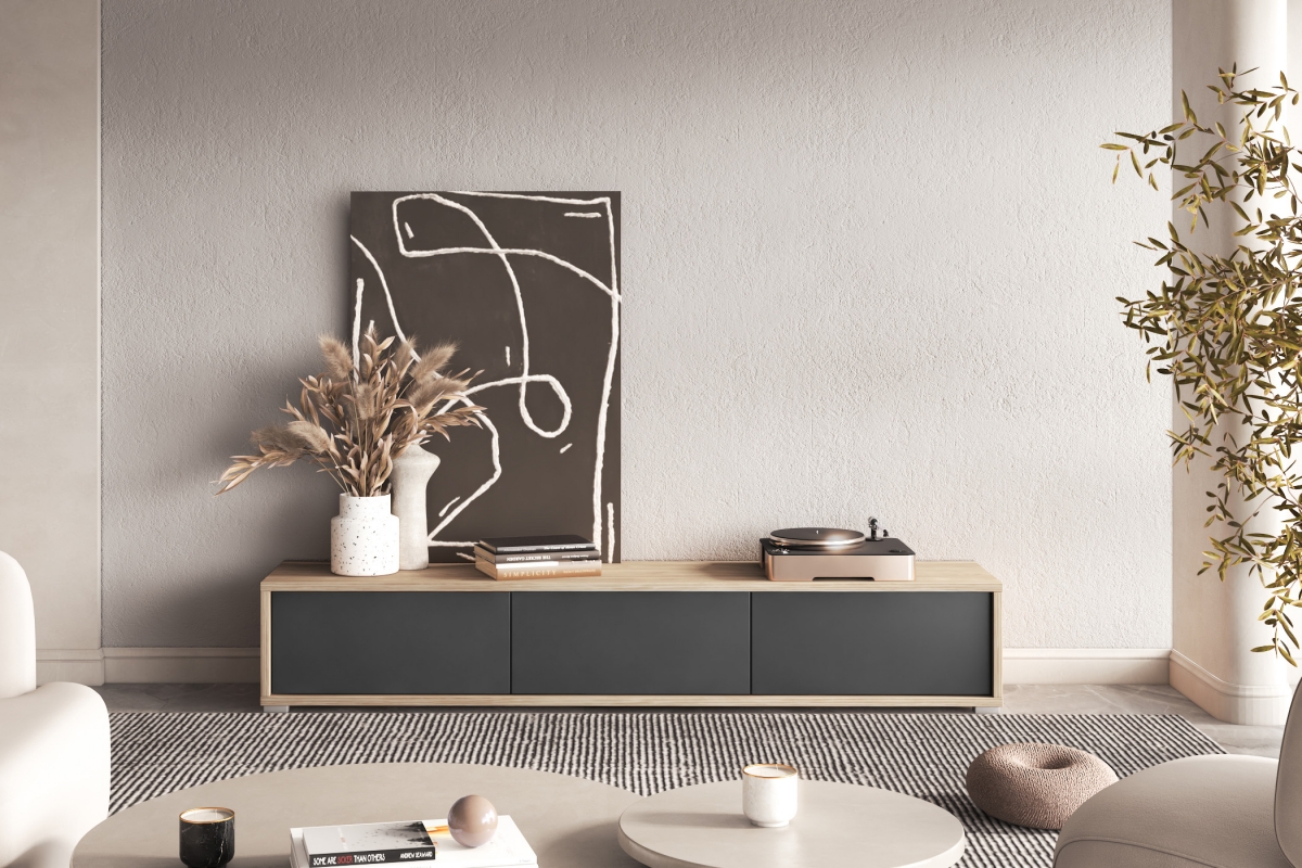 TV stolík Frida 180 cm - dub olejovaný / antracitová TV skrinka Frida 38 - 180 cm - Dub olejowany / Antracytová