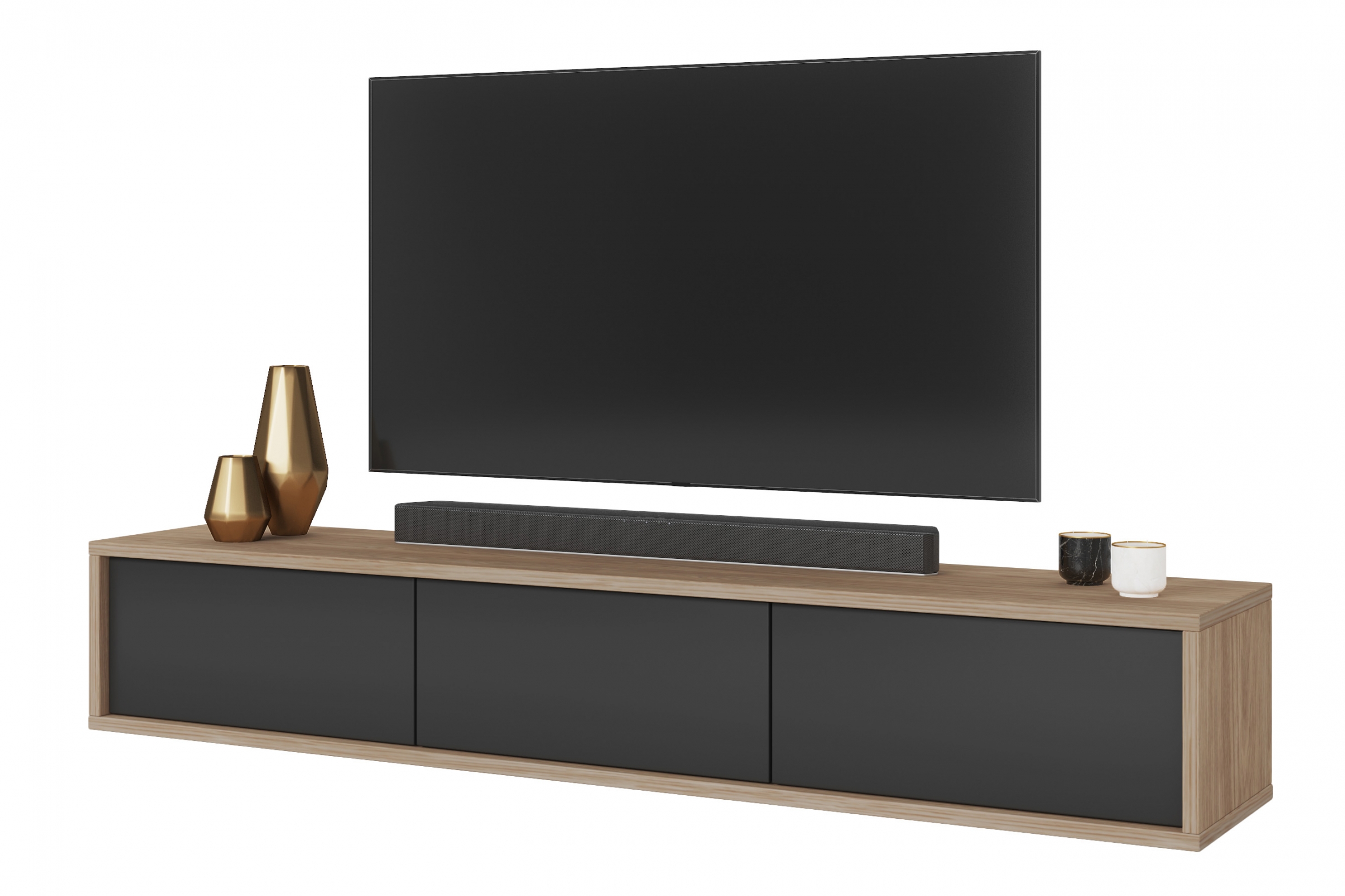 TV stolík Frida 180 cm - dub olejovaný / antracitová TV skrinka Frida 38 - 180 cm - Dub olejowany / Antracytová