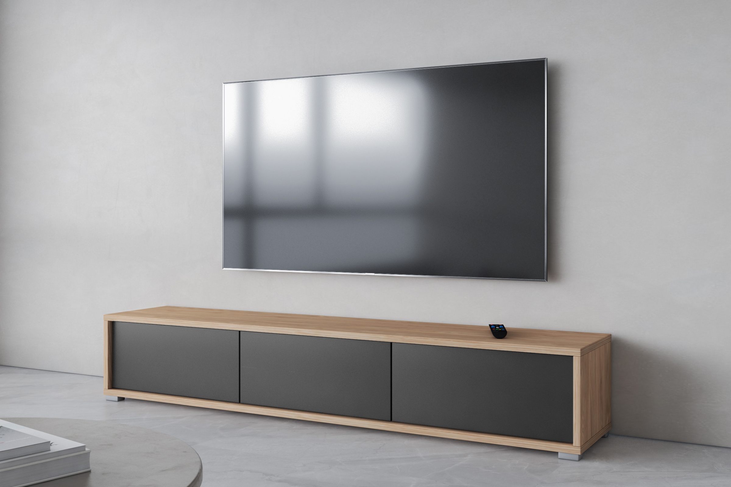 TV stolík Frida 180 cm - dub olejovaný / antracitová TV skrinka Frida 38 - 180 cm - Dub olejowany / Antracytová