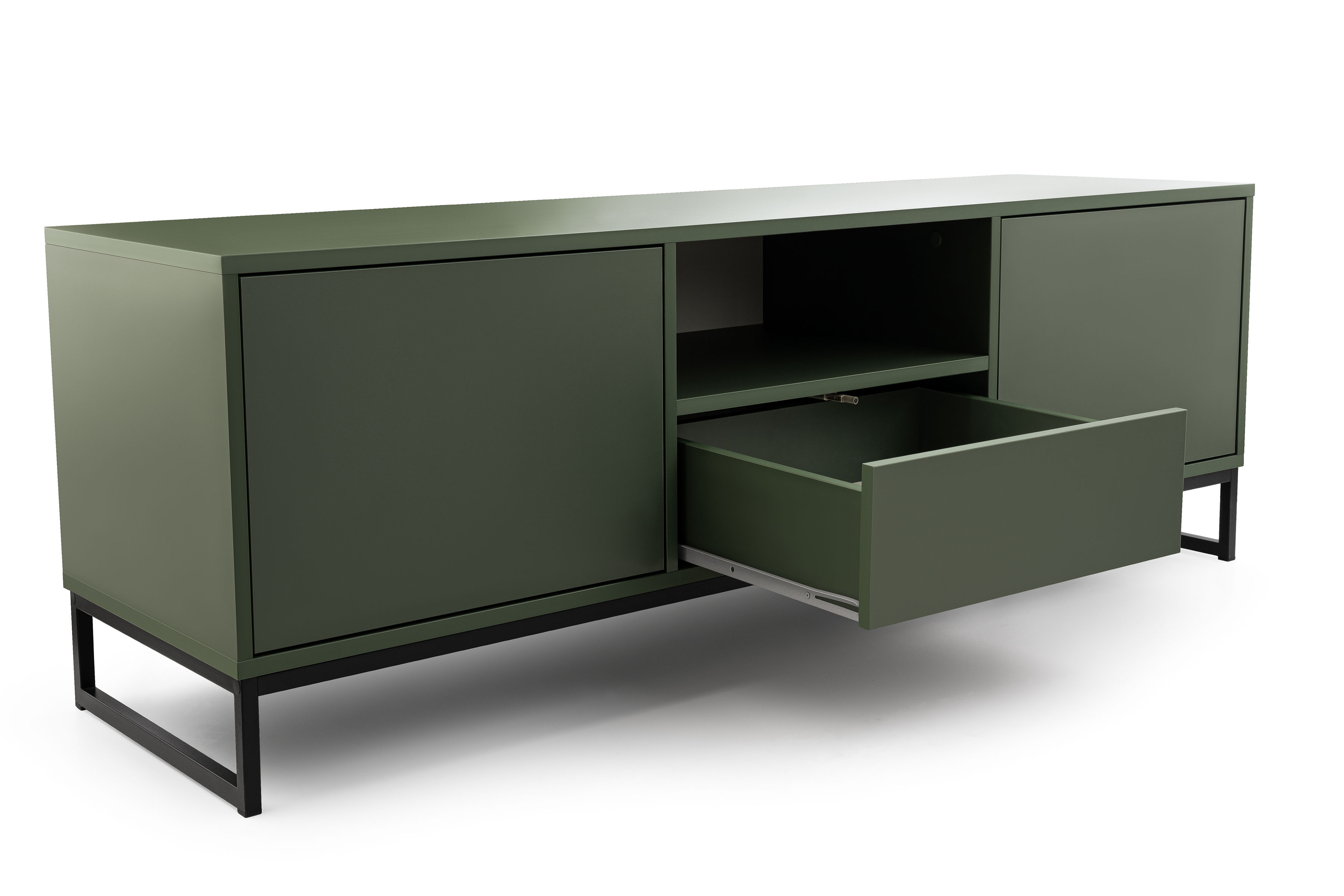 TV stolek Genua 160 cm se zásuvkou - lahvově zelený Skříňka RTV Genua z szuflada 160 cm - láhvová Zeleň