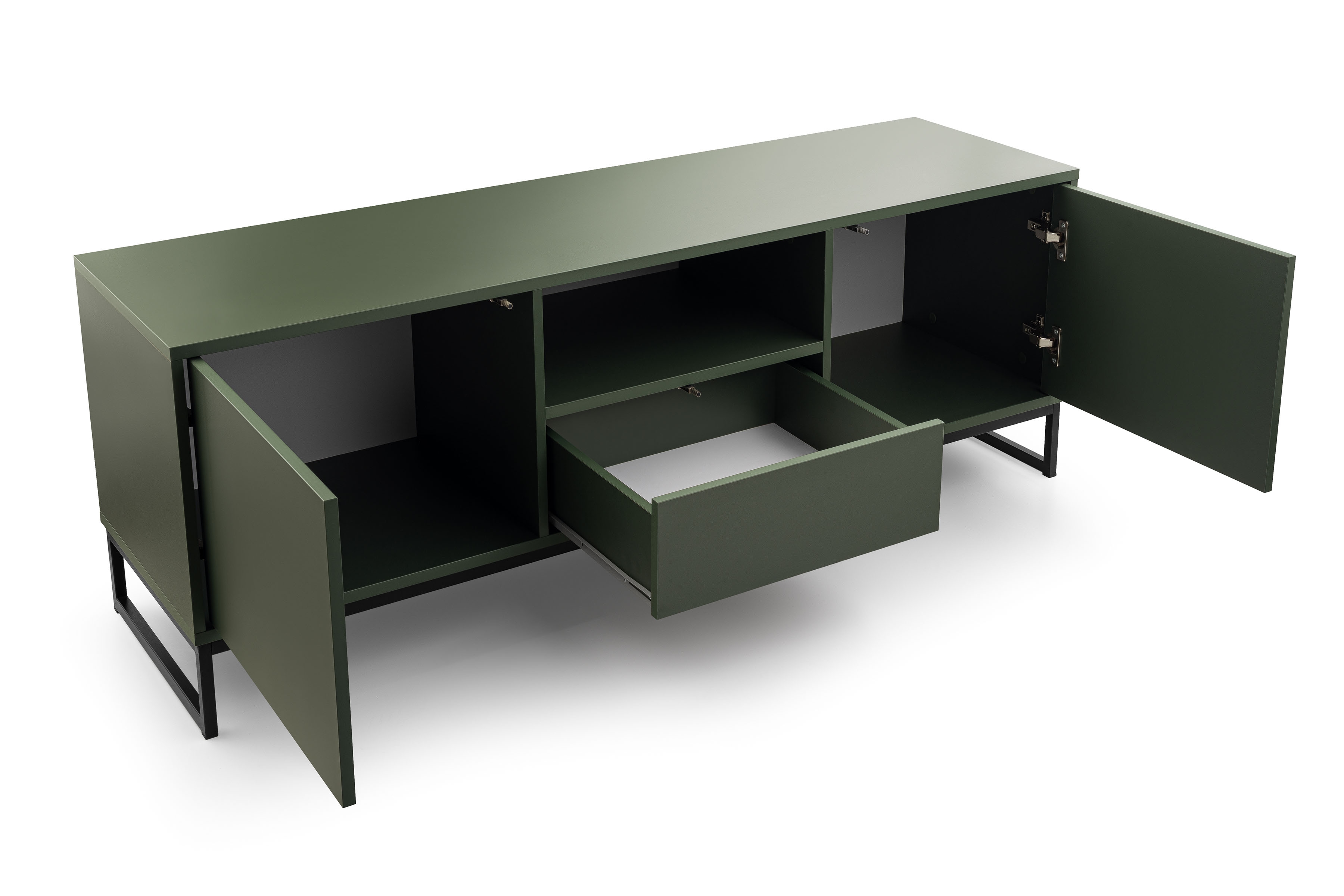 TV stolek Genua 160 cm se zásuvkou - lahvově zelený Skříňka RTV Genua z szuflada 160 cm - láhvová Zeleň