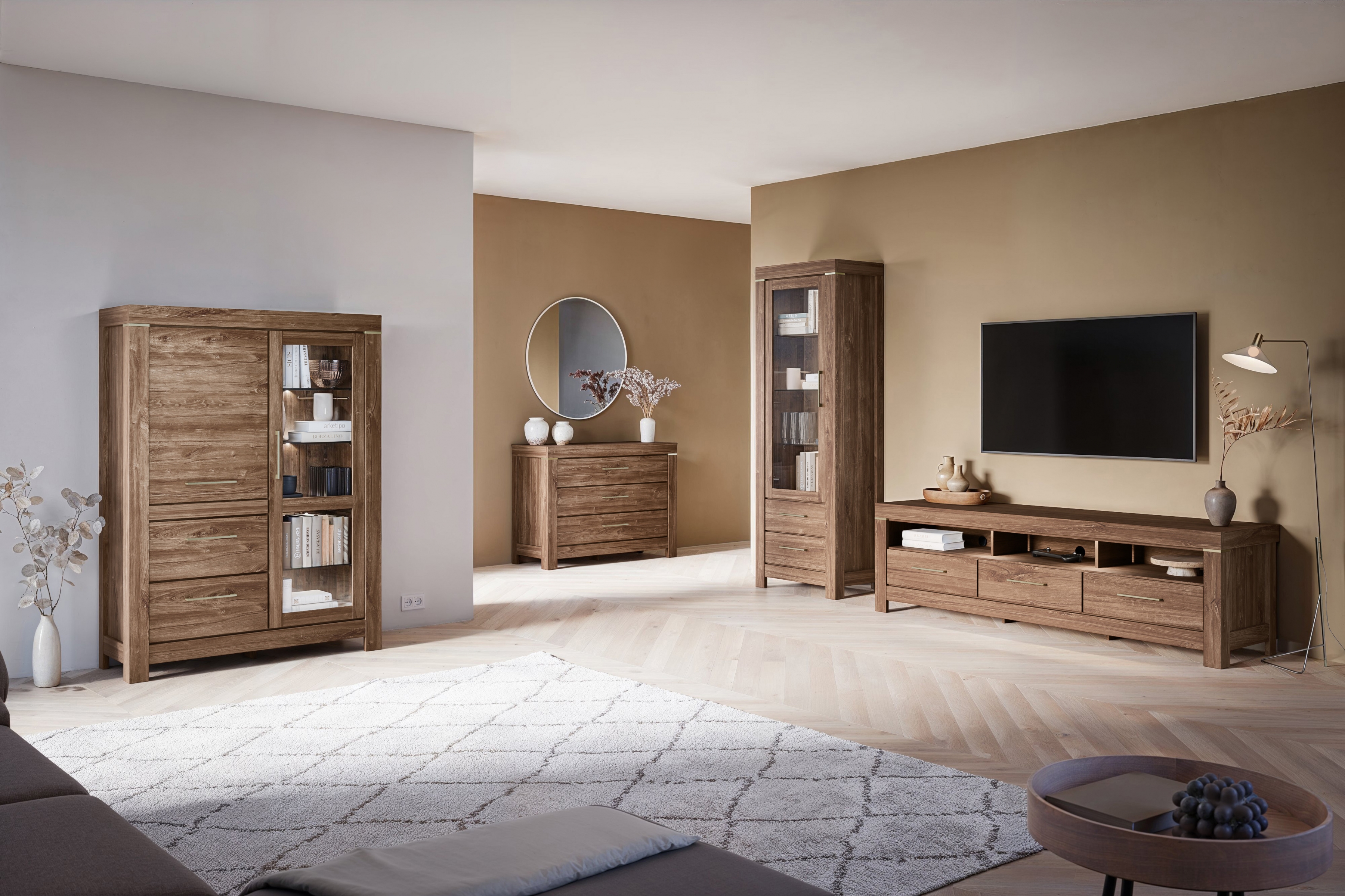 TV stolek German 200 cm se zásuvkami - dub stirling Skříňka RTV German se zásuvkami 200 cm - dub stirling