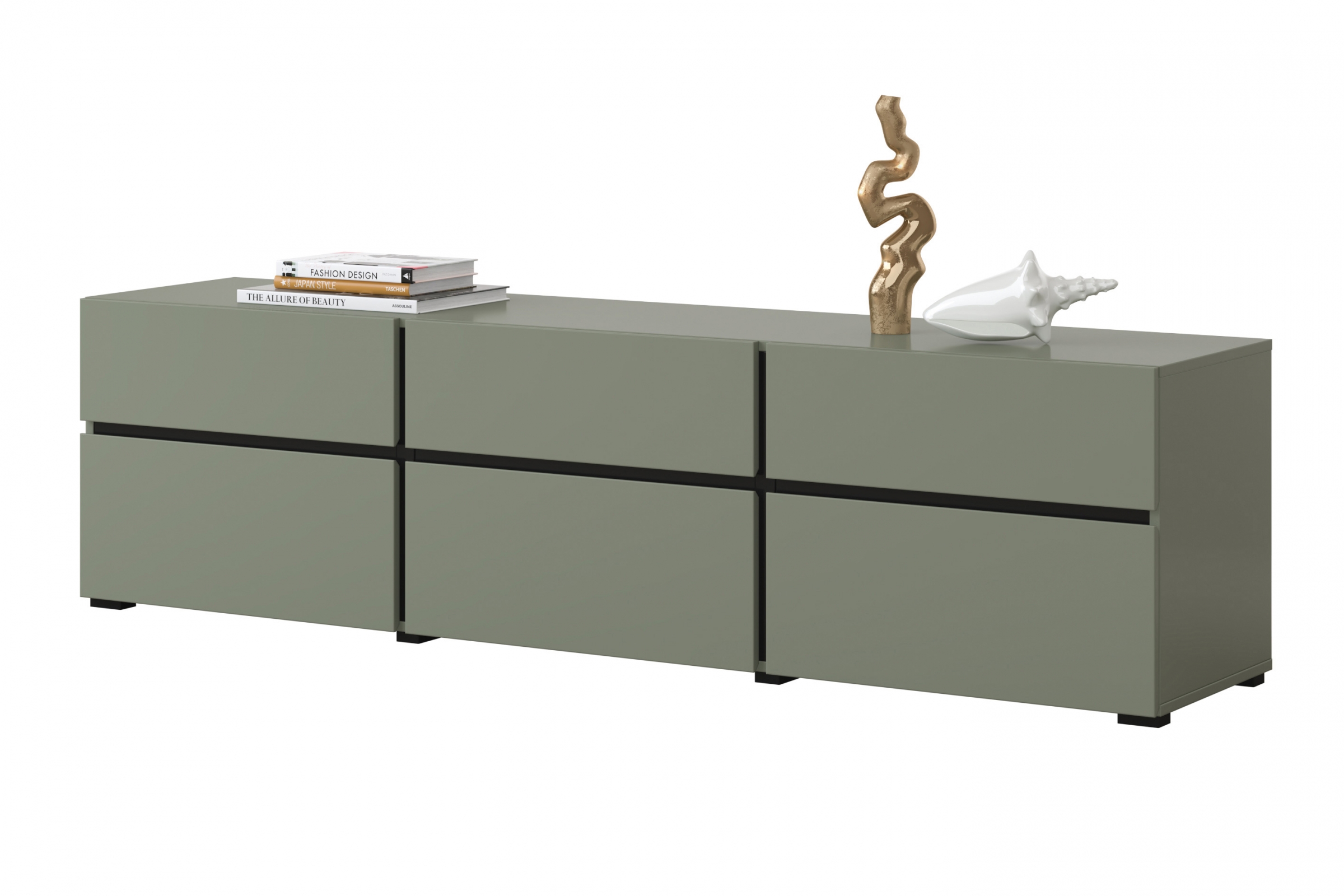 TV stolek Gramon 180 cm se zásuvkami - zelená / černá skříňka RTV Gramon 180 cm se zásuvkami - zelená / černá