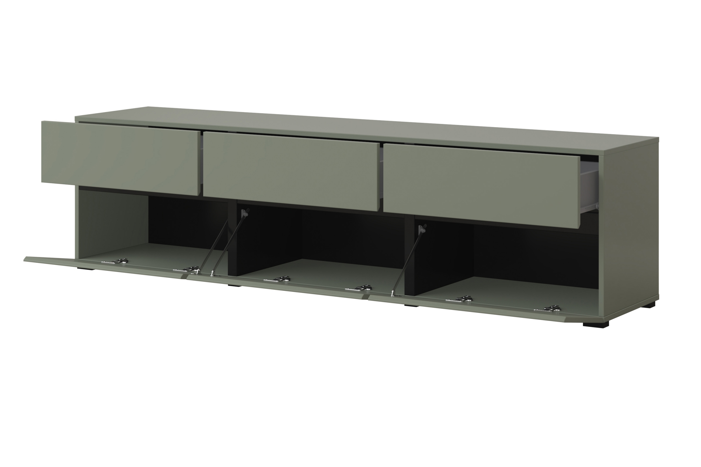 TV stolek Gramon 180 cm se zásuvkami - zelená / černá skříňka RTV Gramon 180 cm se zásuvkami - zelená / černá