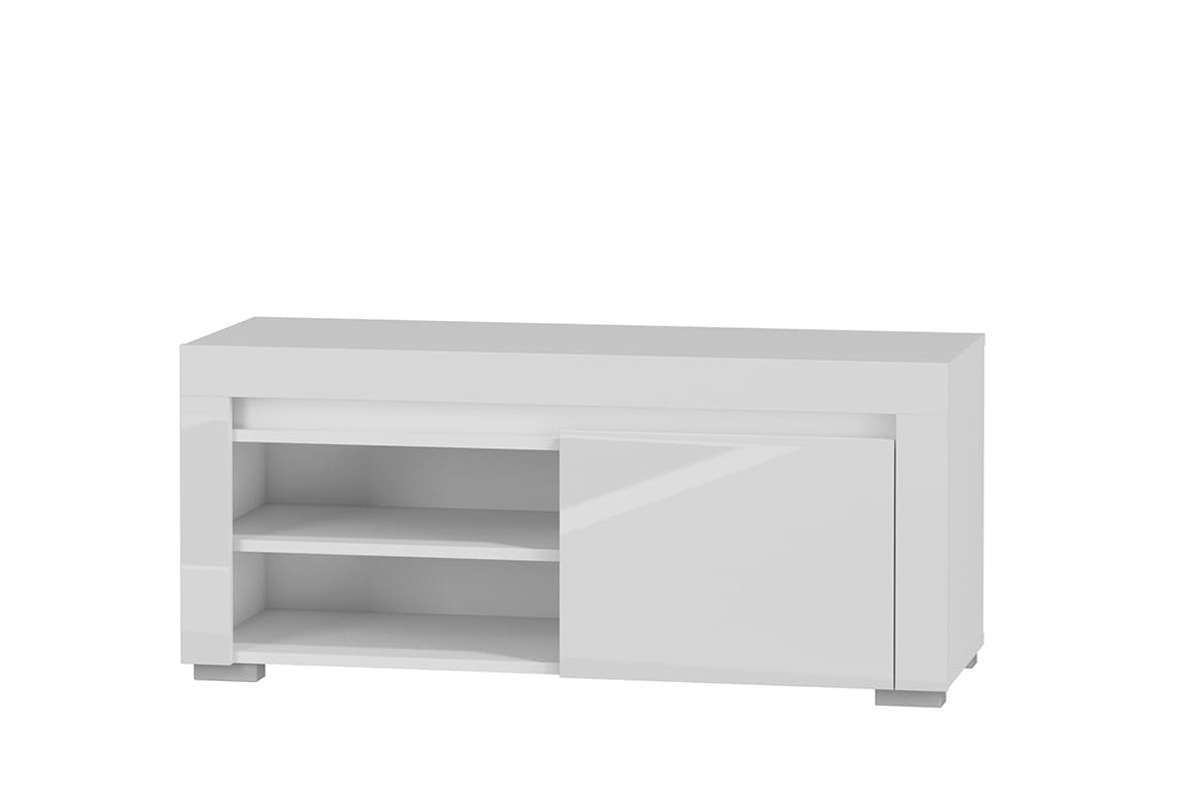 TV stolík Alaska AATV -2 biely lesk / biely mat Jednodverová TV skrinka Alaska AATV-2 biely lesk / biely mat