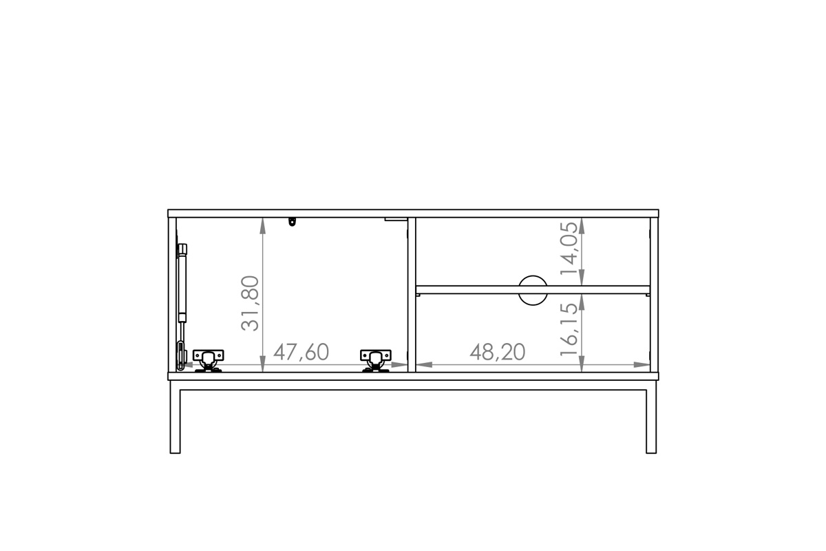 TV skříňka Tristal jednodveřová - bílý mat Skříňka tv s policí